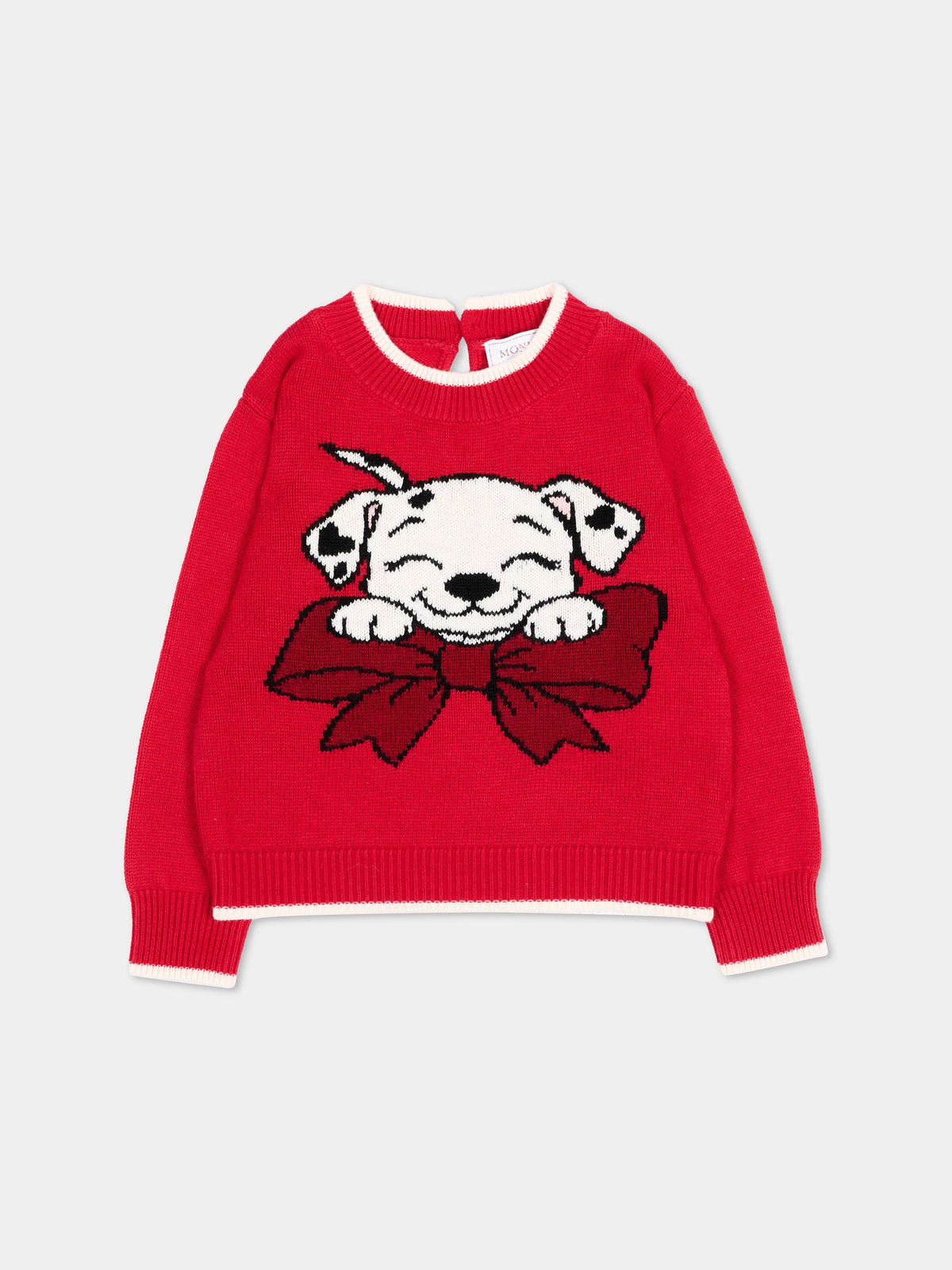 Maglione rosso per neonata con cane,Monnalisa,39H616 8066 0043