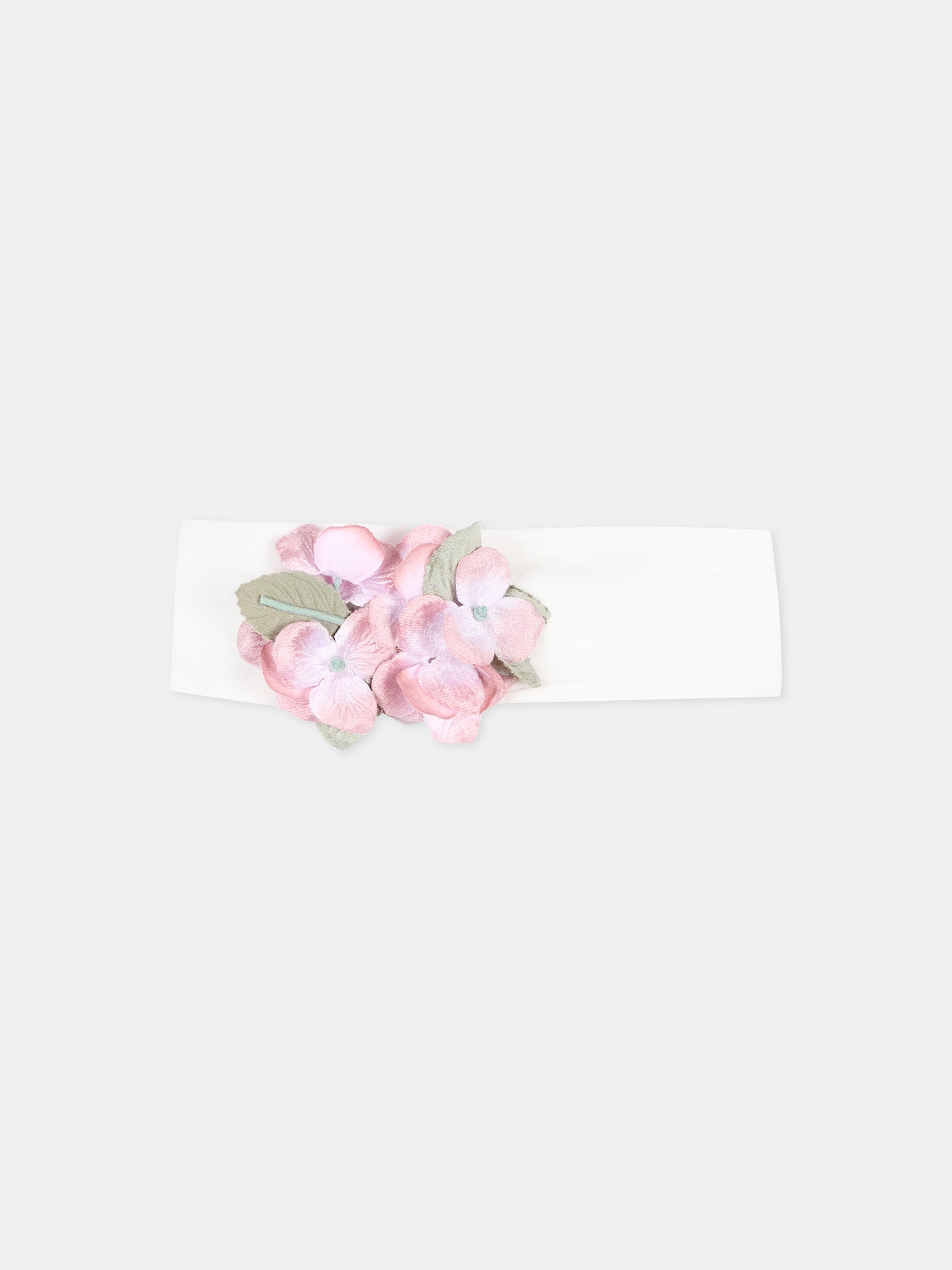 Fascia avorio per neonata con fiori,Monnalisa,73H000 8201 0001