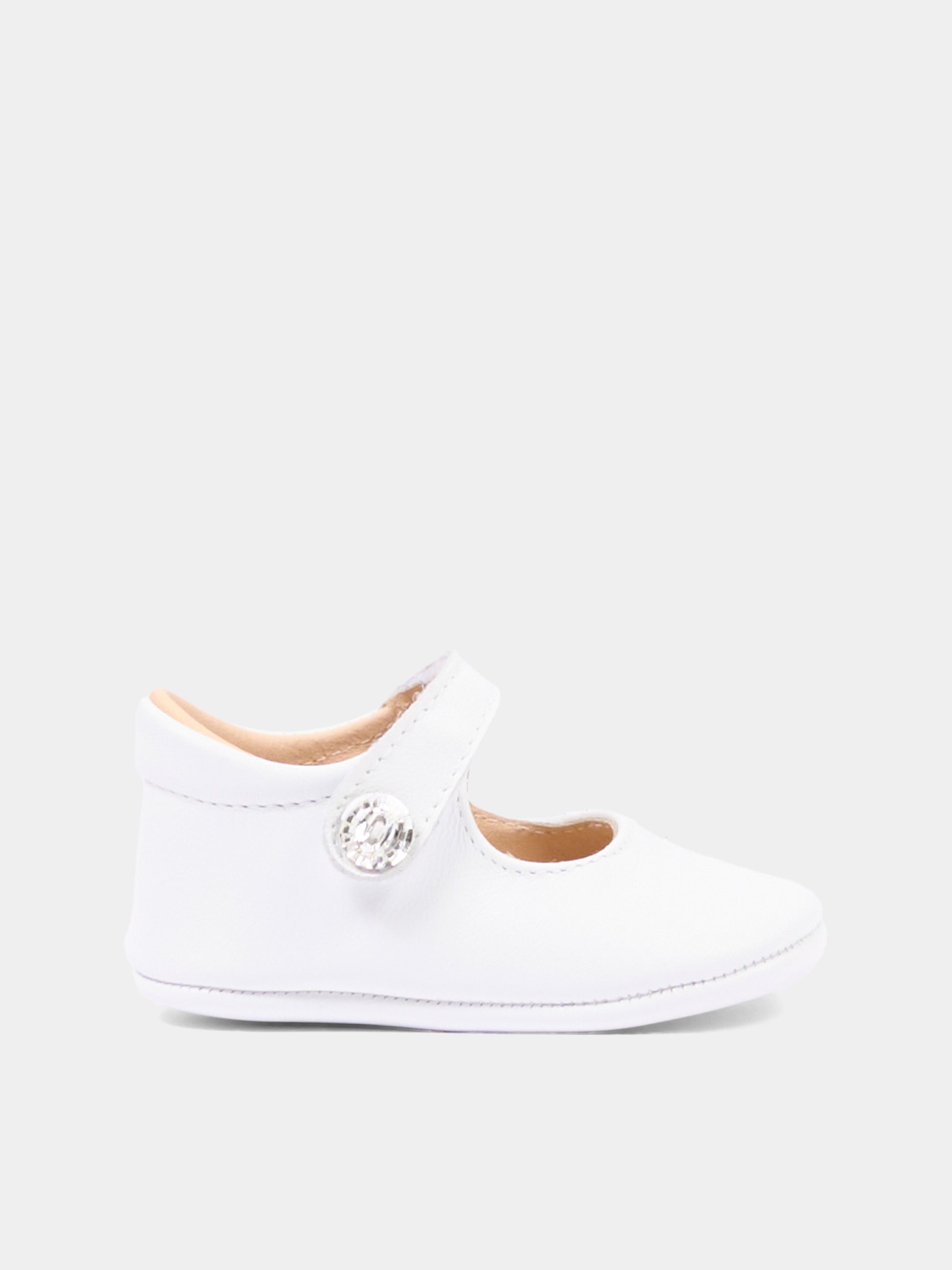 Ballerine bianche per neonata con gioiello,Monnalisa,73H003 8706 0001