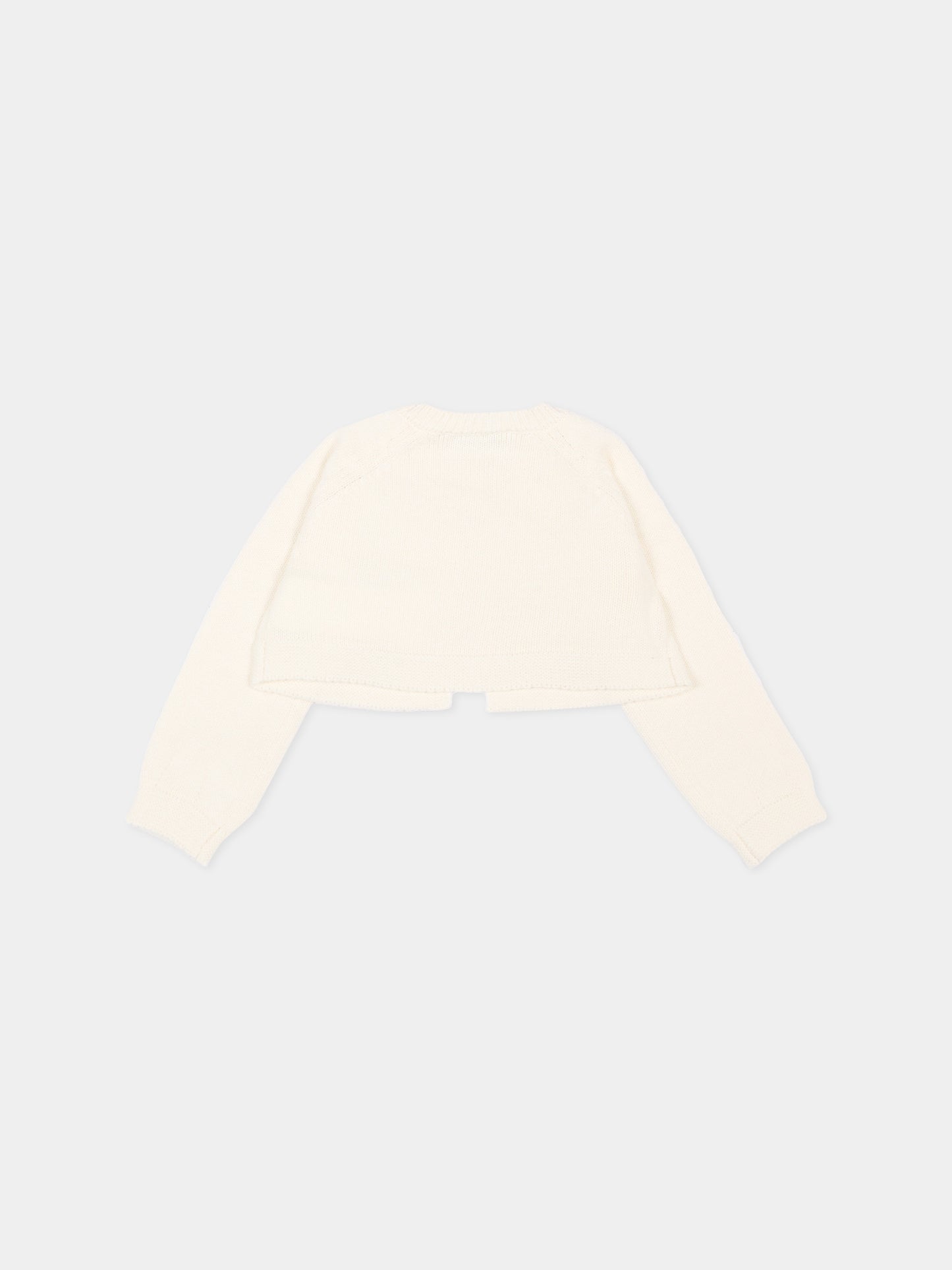 Cardigan avorio per neonata con logo,Monnalisa,73H801 8060 0001