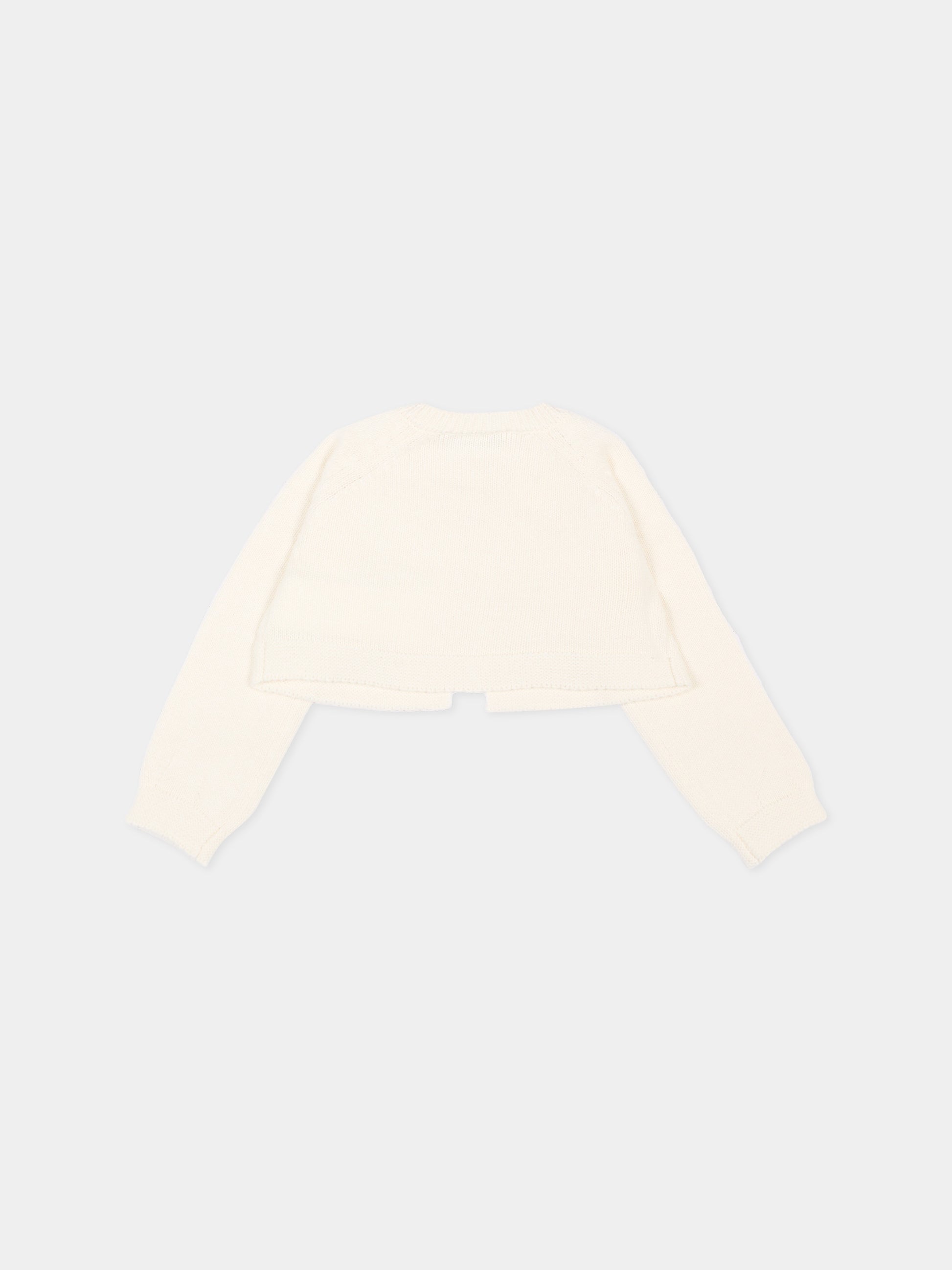 Cardigan avorio per neonata con logo,Monnalisa,73H801 8060 0001