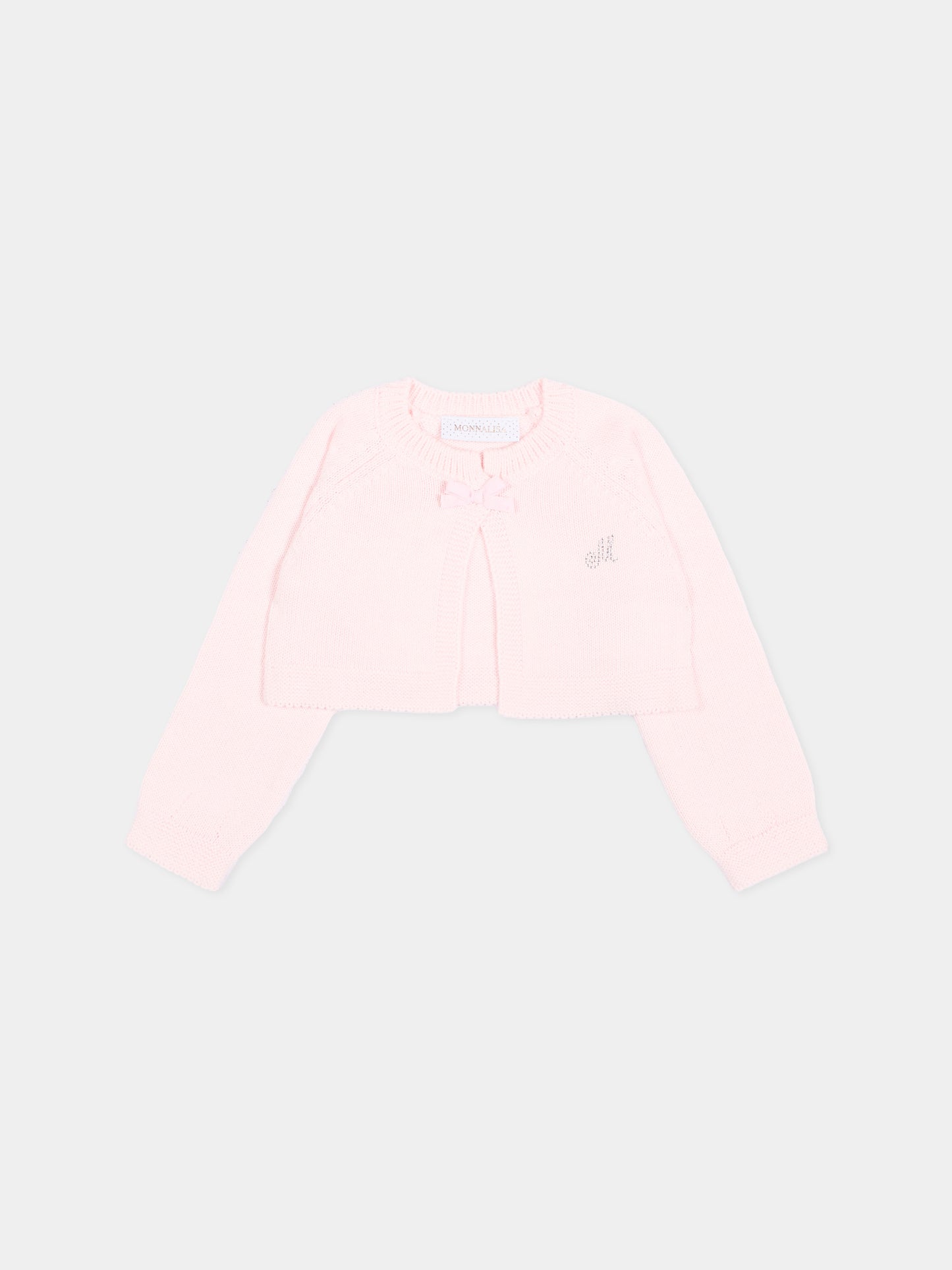 Cardigan rosa per neonata con logo,Monnalisa,73H801 8060 0091
