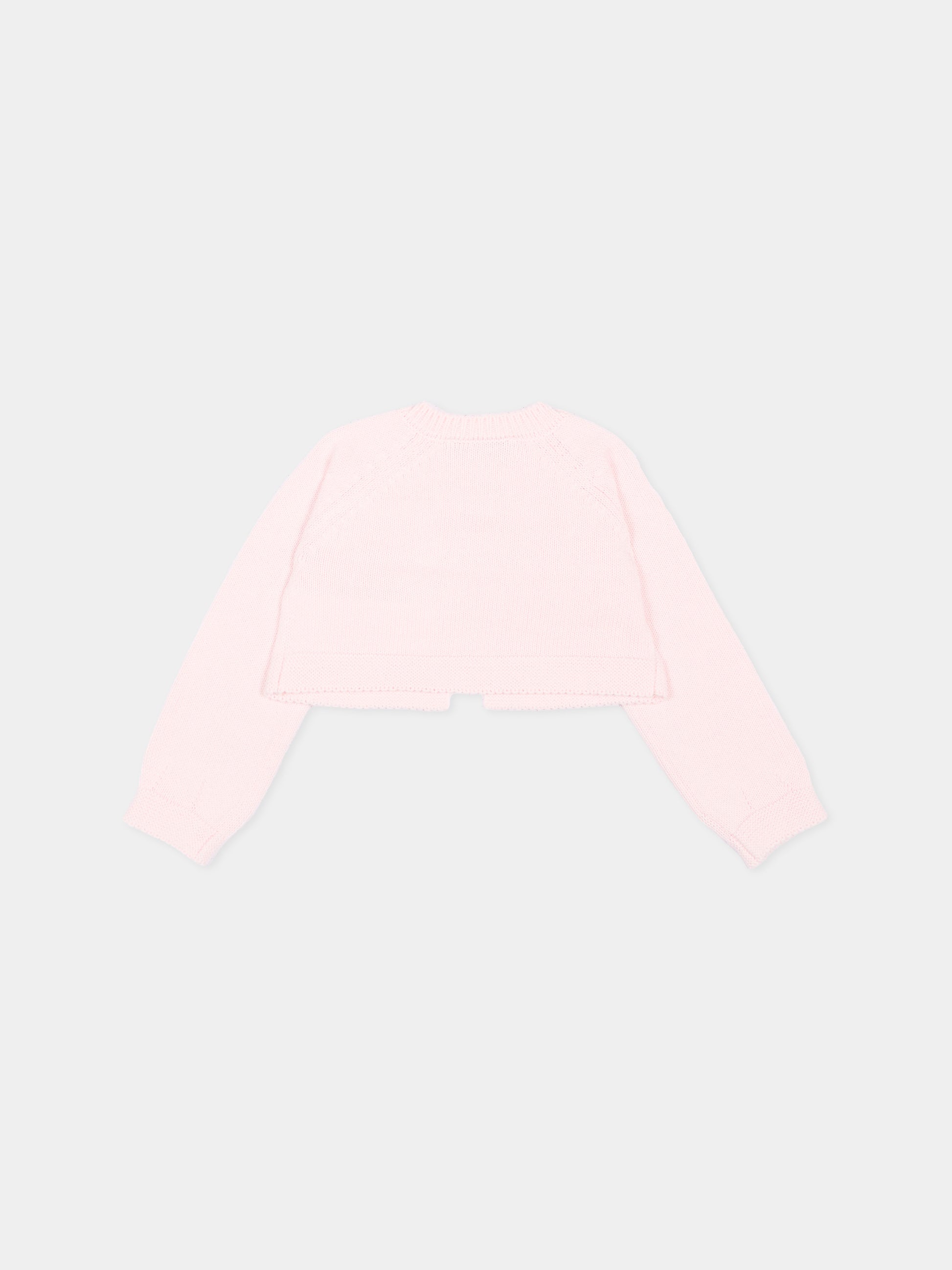 Cardigan rosa per neonata con logo,Monnalisa,73H801 8060 0091