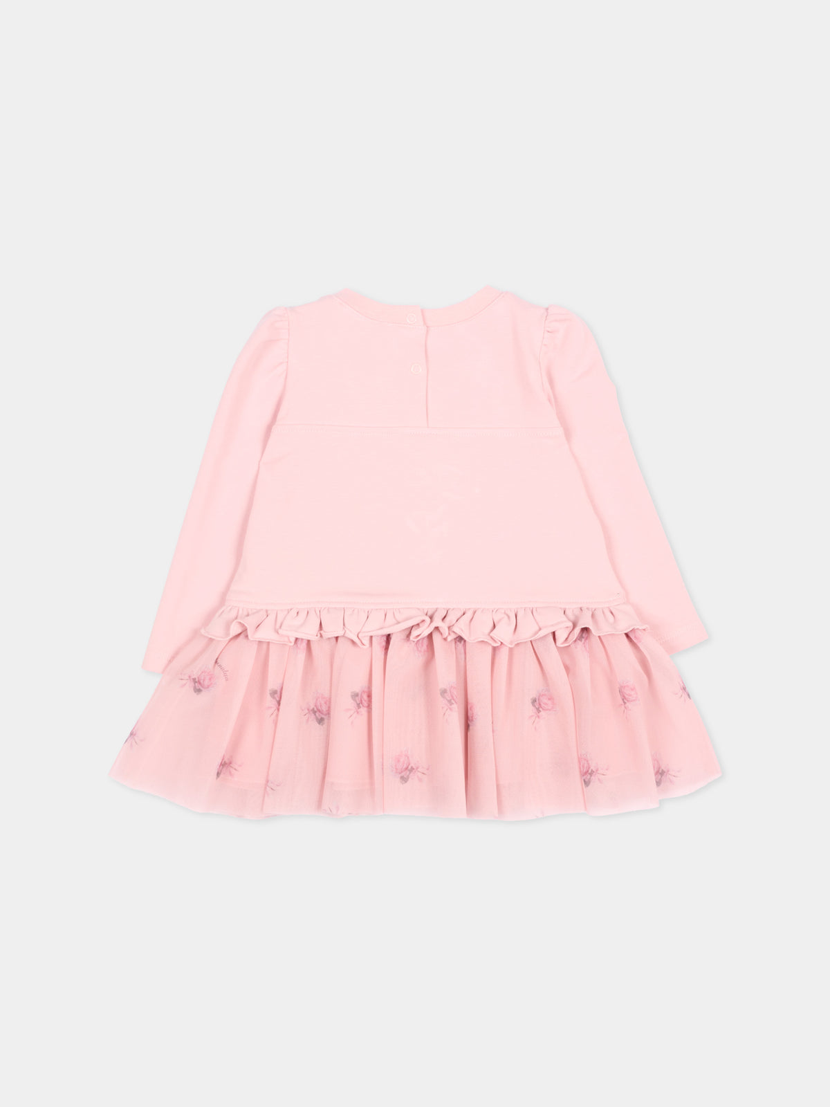 Vestito rosa per neonata con tulle floreale,Monnalisa,39H901 8006 094F