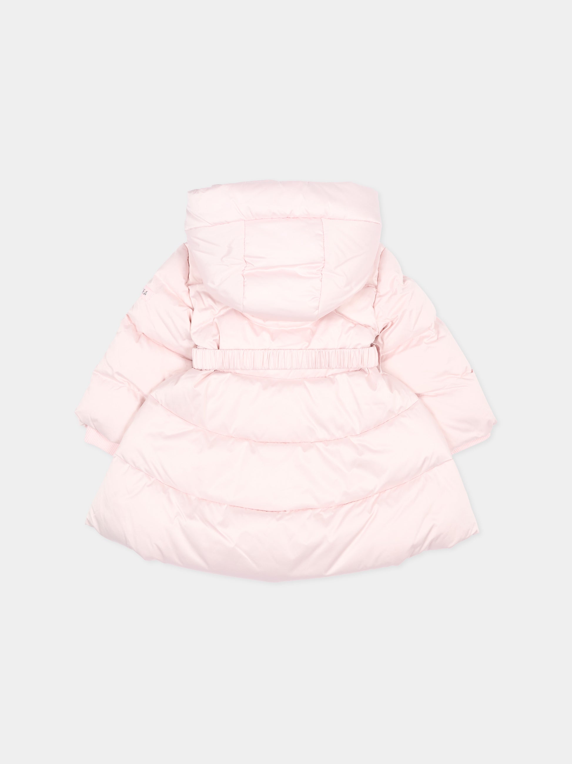 Piumino rosa per neonata con cintura,Monnalisa,37H102 8026 0013
