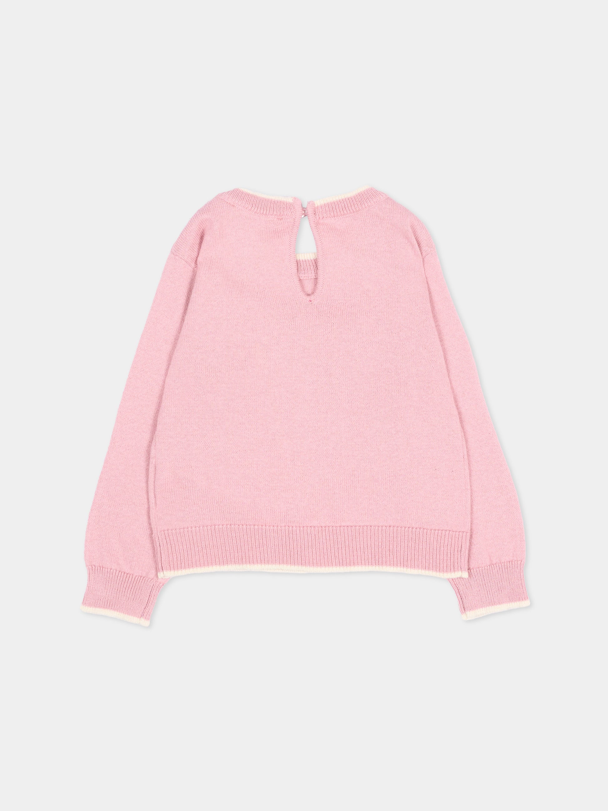 Maglione rosa per neonata con cucciolo,Monnalisa,39H605 8060 094F