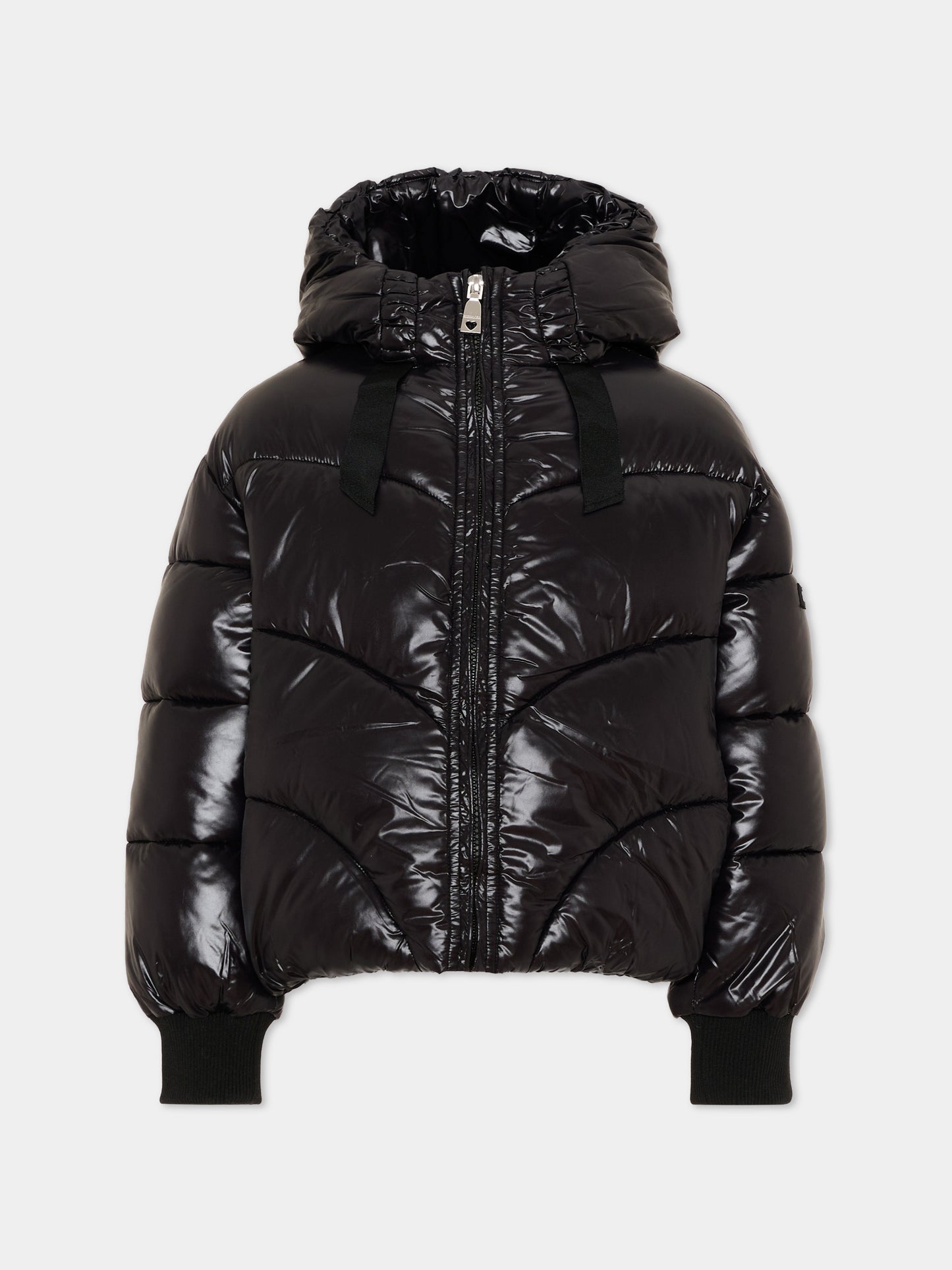 Piumino nero per bambina con logo,Monnalisa,17H107 8022 0050