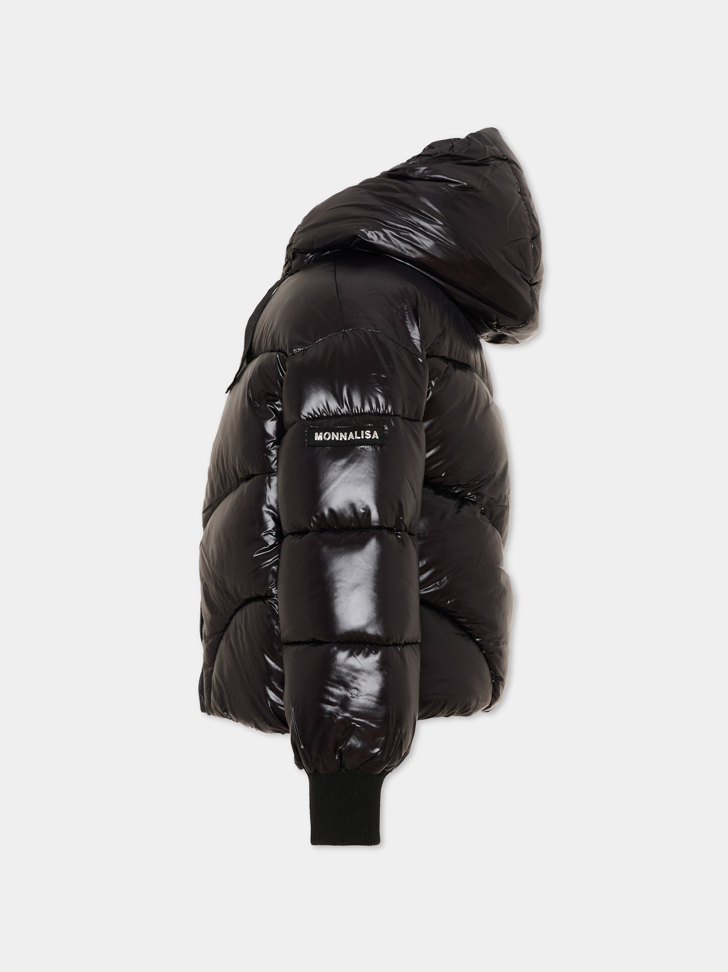 Piumino nero per bambina con logo,Monnalisa,17H107 8022 0050