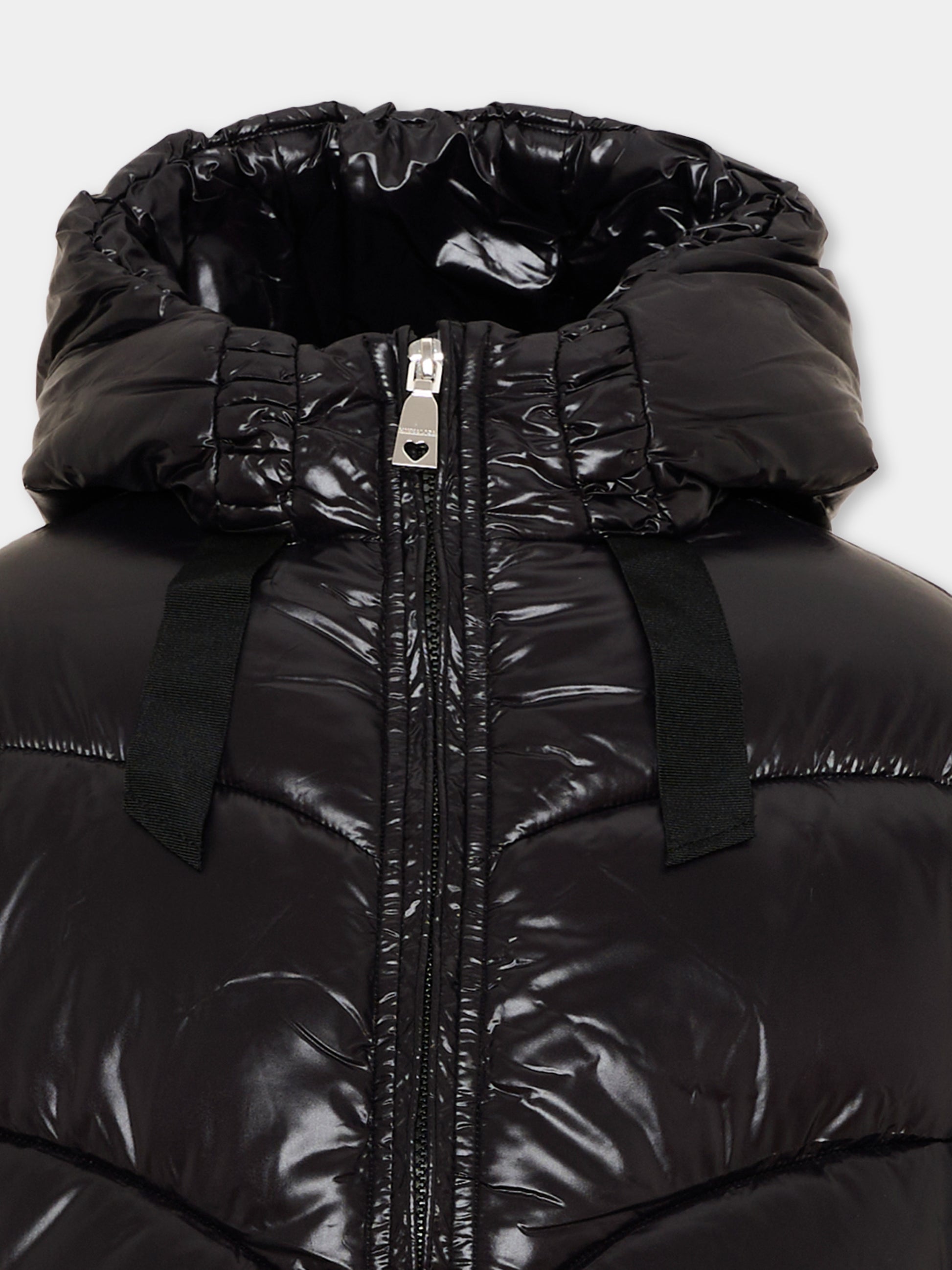 Piumino nero per bambina con logo,Monnalisa,17H107 8022 0050