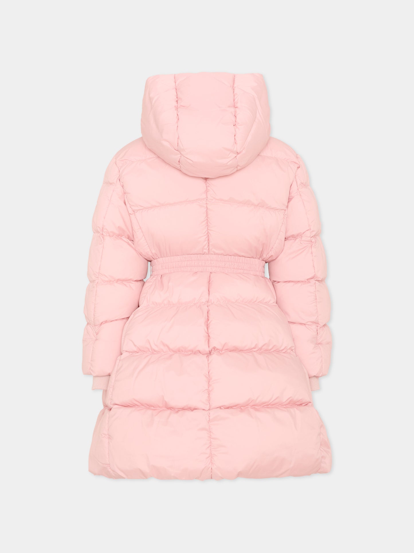 Piumino rosa per bambina con cintura,Monnalisa,17H100 8020 0094