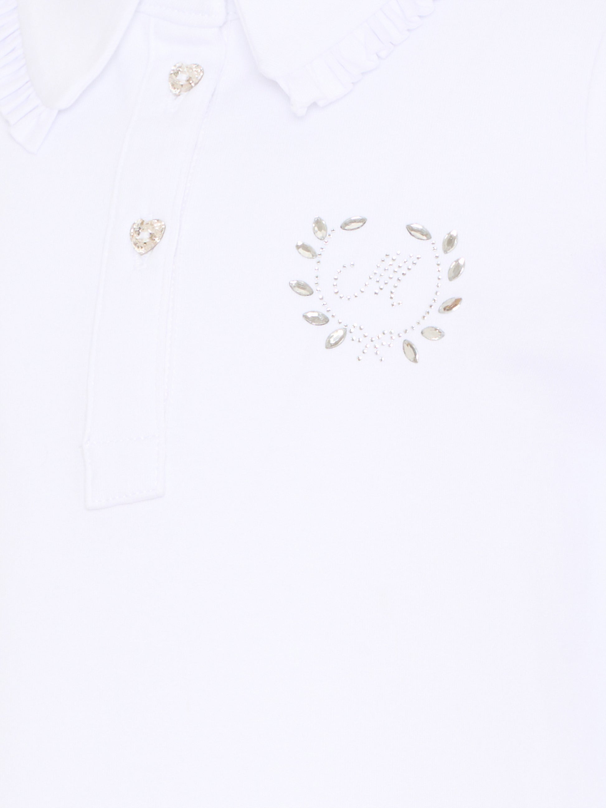 Polo bianca per bambina con logo,Monnalisa,18HOZZ 8201 0099
