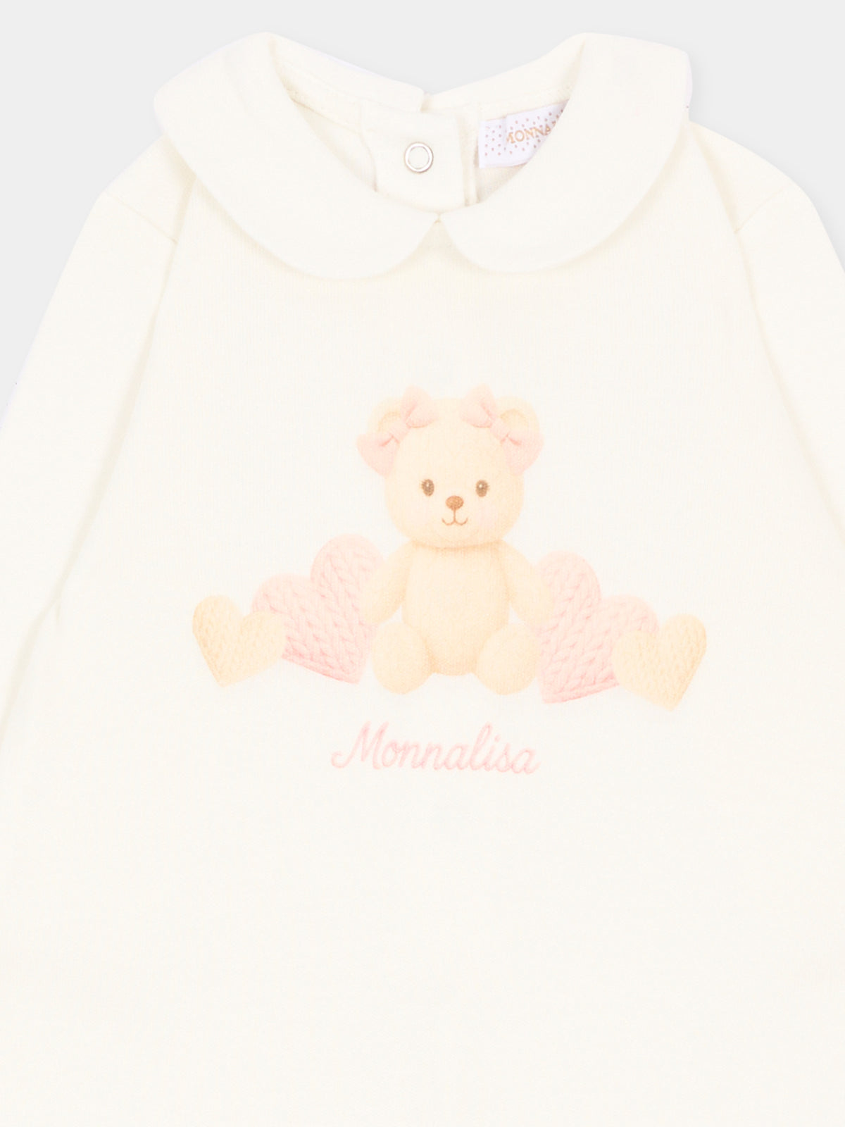 Tutina avorio per neonata con orsetto,Monnalisa,35H207 8001 0001