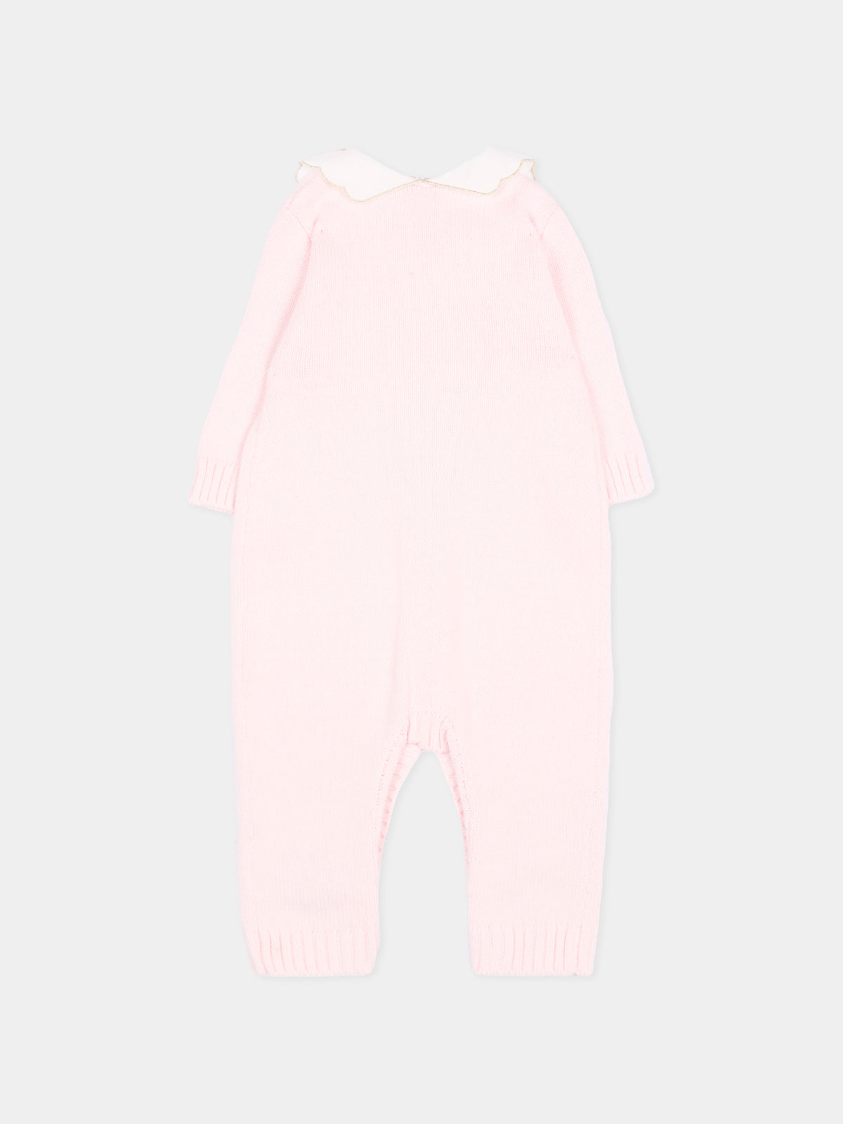 Tutina rosa per neonata con colletto ricamato,Monnalisa,35H202 8060 0091