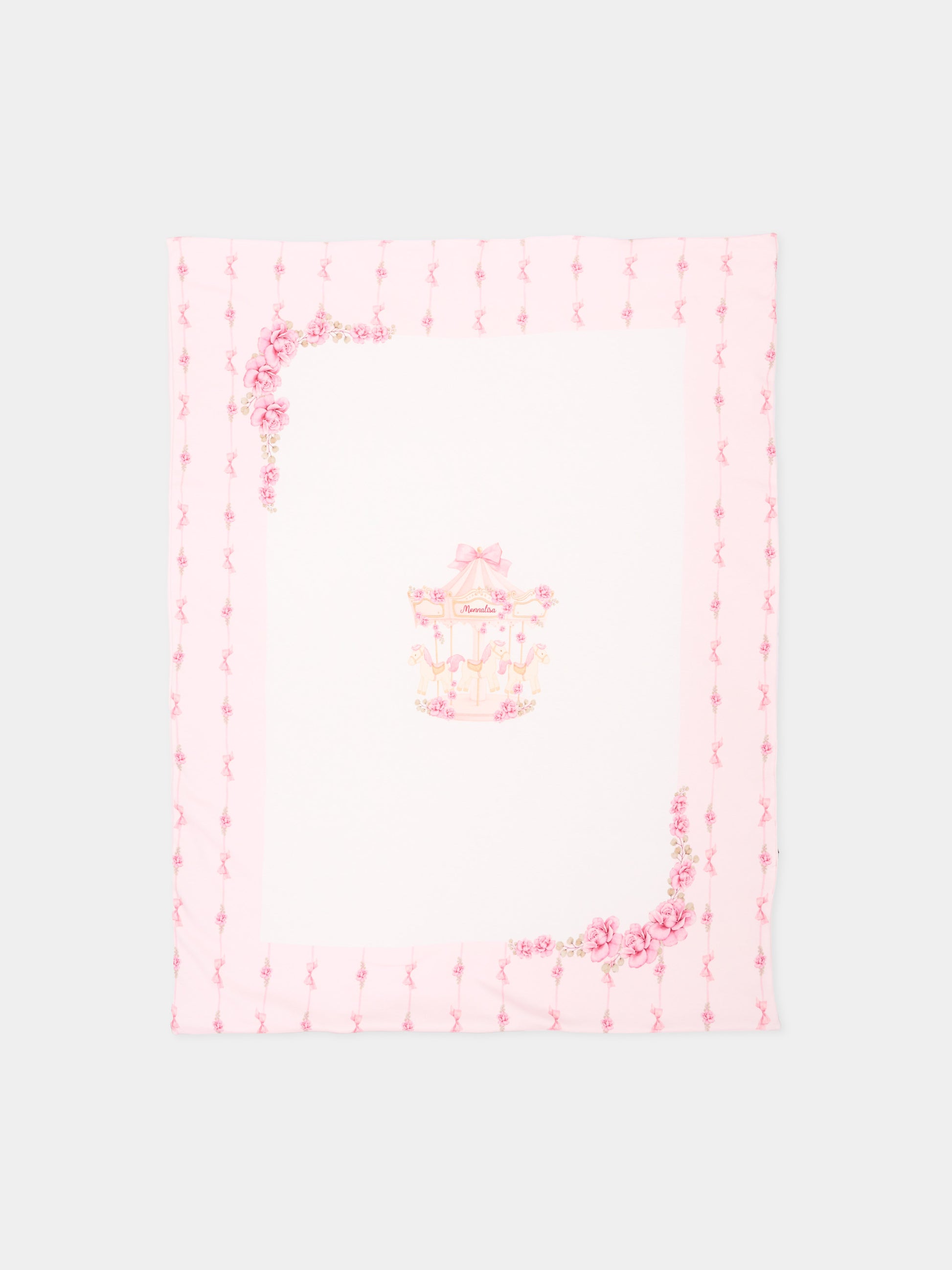 Coperta rosa per neonata con giostra,Monnalisa,35H006 8000 0091