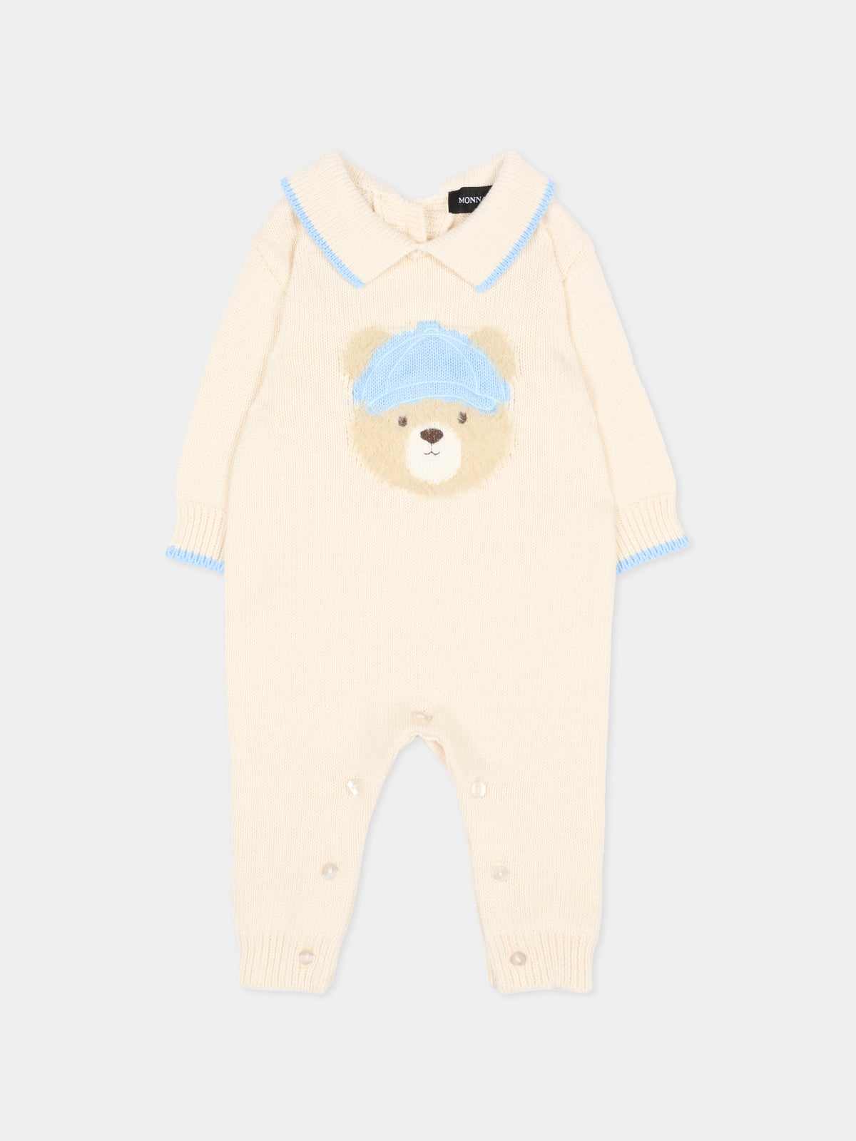 Tutina beige per neonato con orsetto,Monnalisa,22H202 8060 029F
