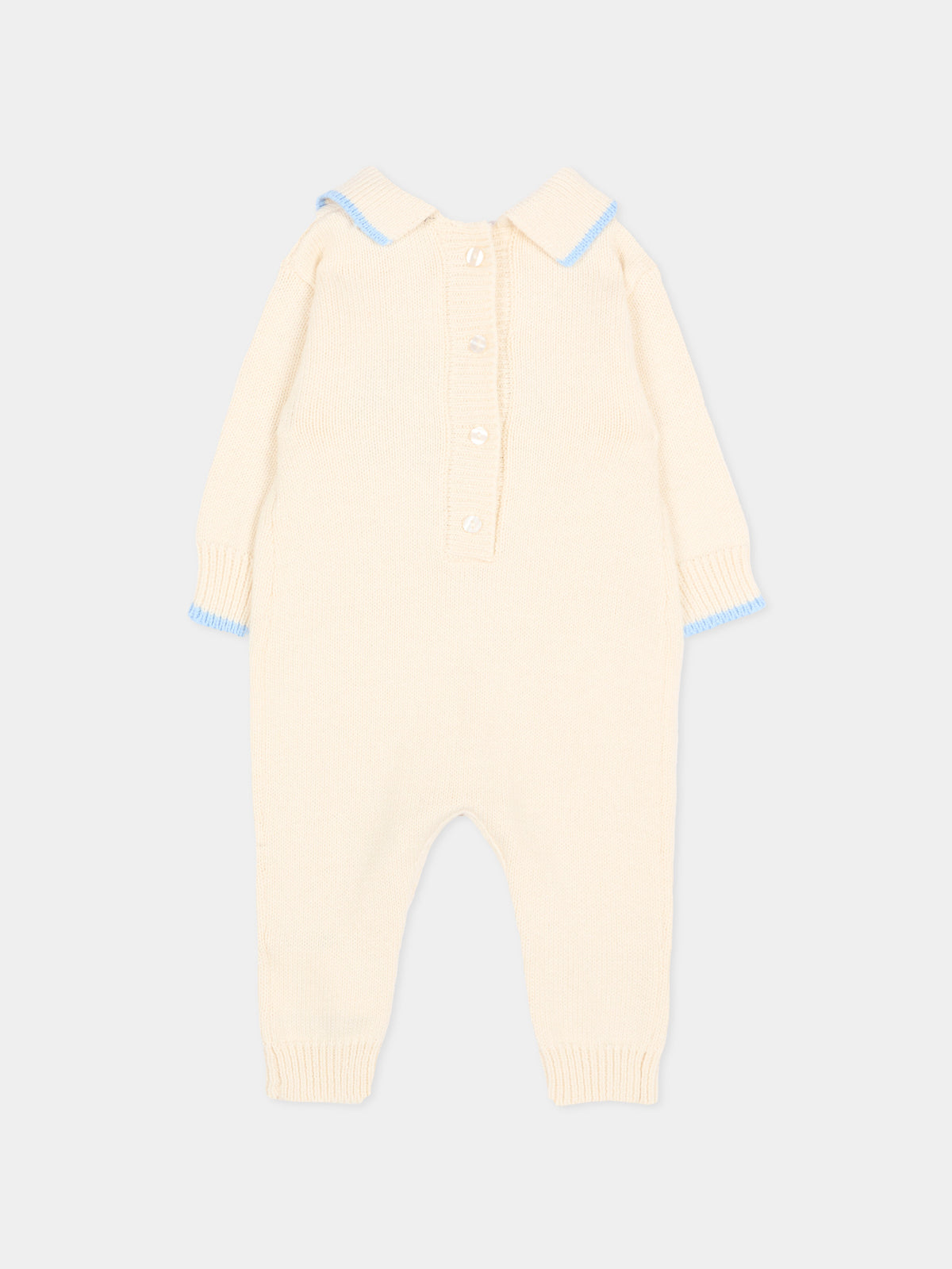 Tutina beige per neonato con orsetto,Monnalisa,22H202 8060 029F