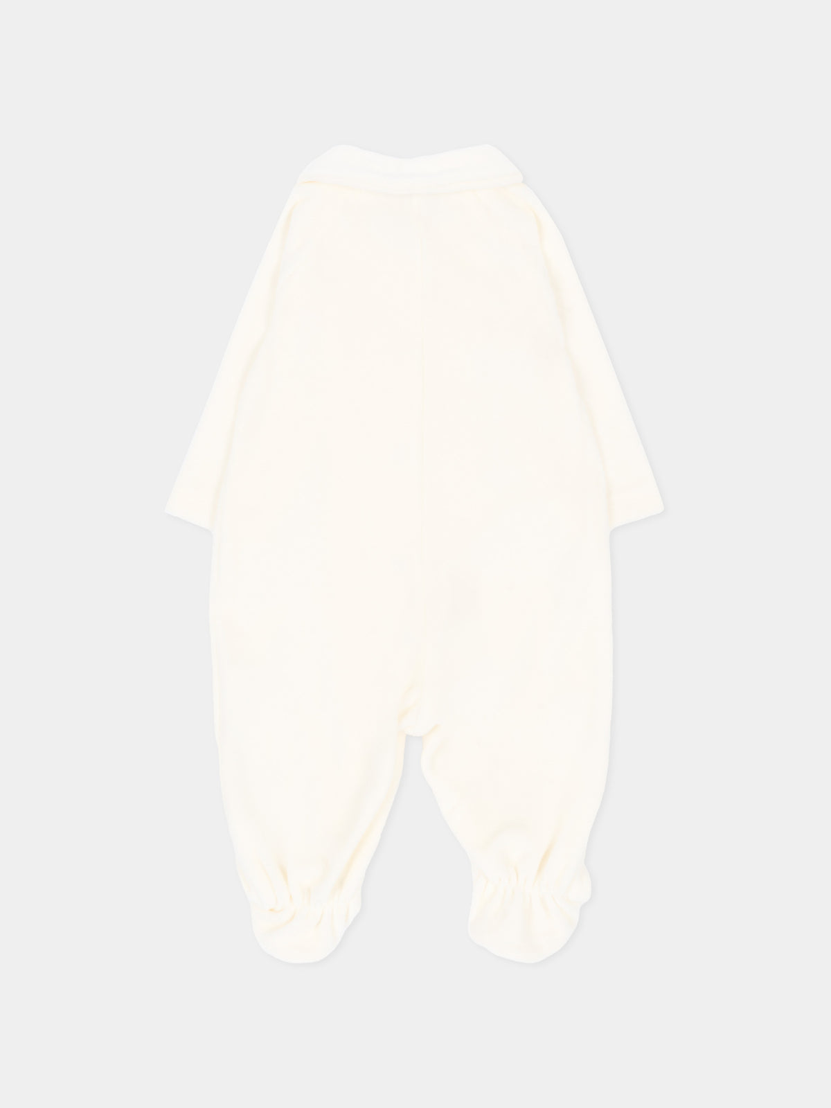 Tutina avorio per neonata in ciniglia con rose,Monnalisa,35H204 8003 0001
