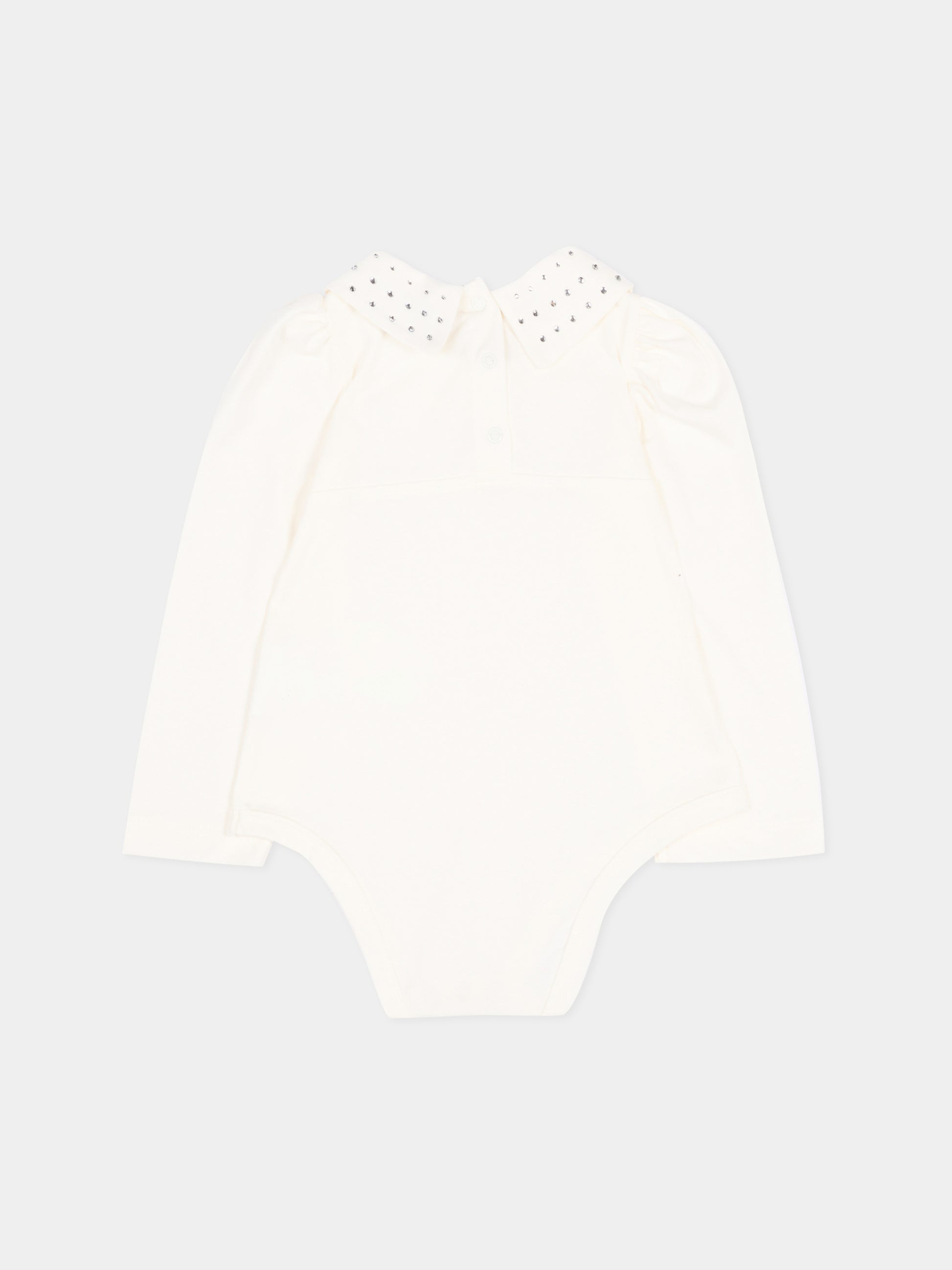 Body avorio per neonata con strass,Monnalisa,37H300 8002 0001