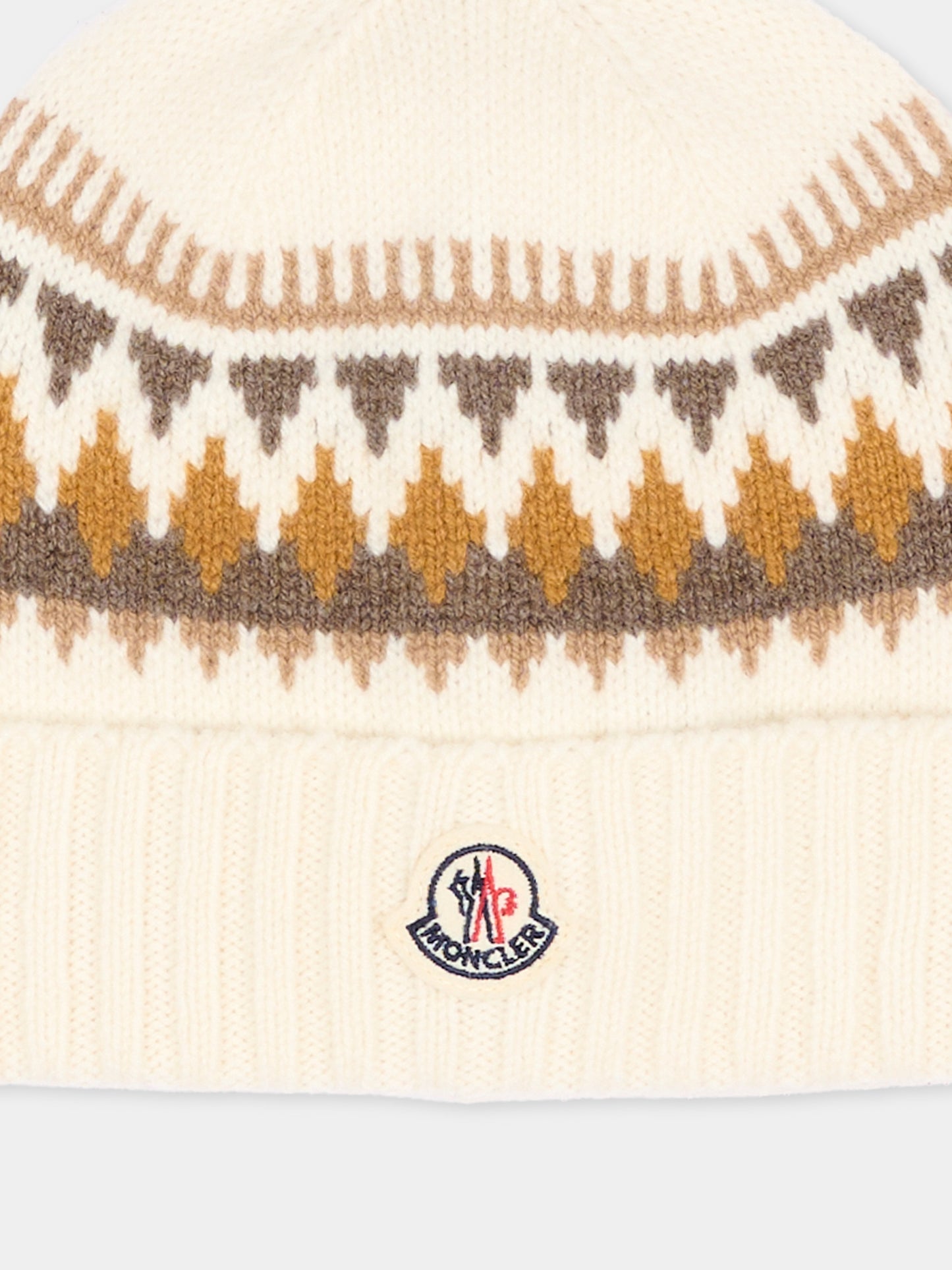 Berretto avorio per neonato con logo,Moncler Kids,L2951 3B00009 M4281 034