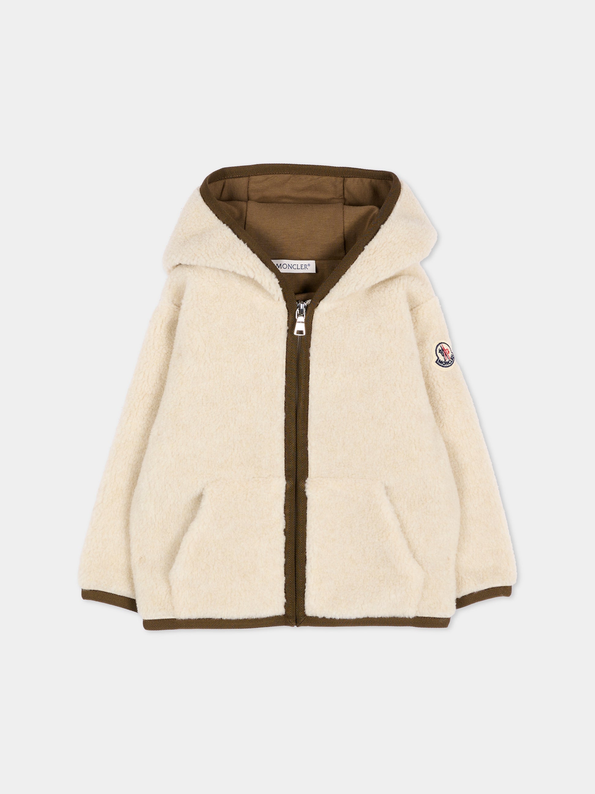 Ecopelliccia beige per neonato con logo,Moncler Kids,L2951 8G00005 89BLO 200