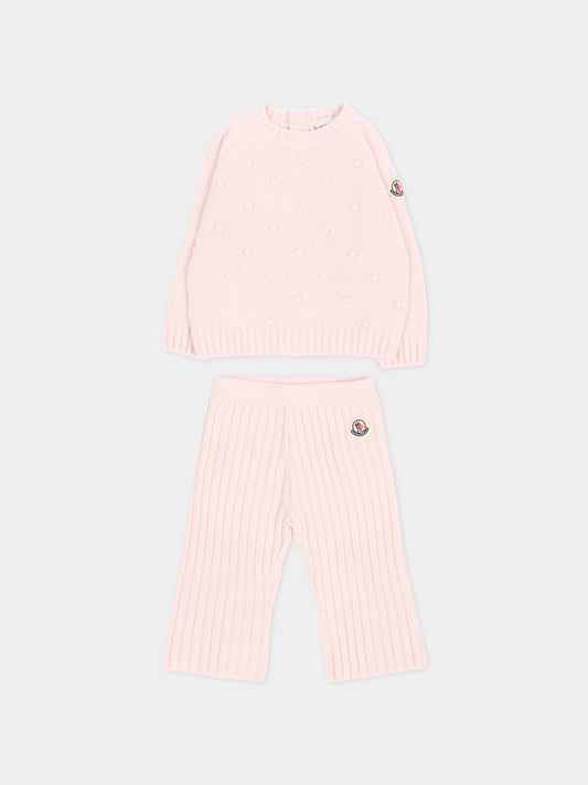 Completo sportivo rosa per neonata con logo,Moncler Kids,L2951 9E00003 M4281 529