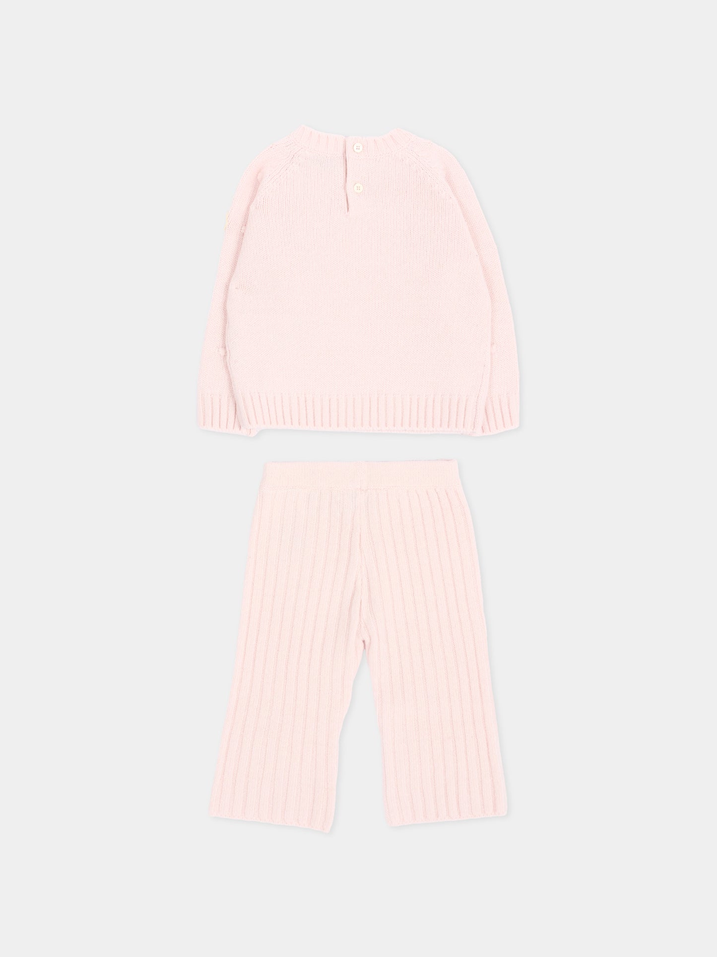 Completo sportivo rosa per neonata con logo,Moncler Kids,L2951 9E00003 M4281 529