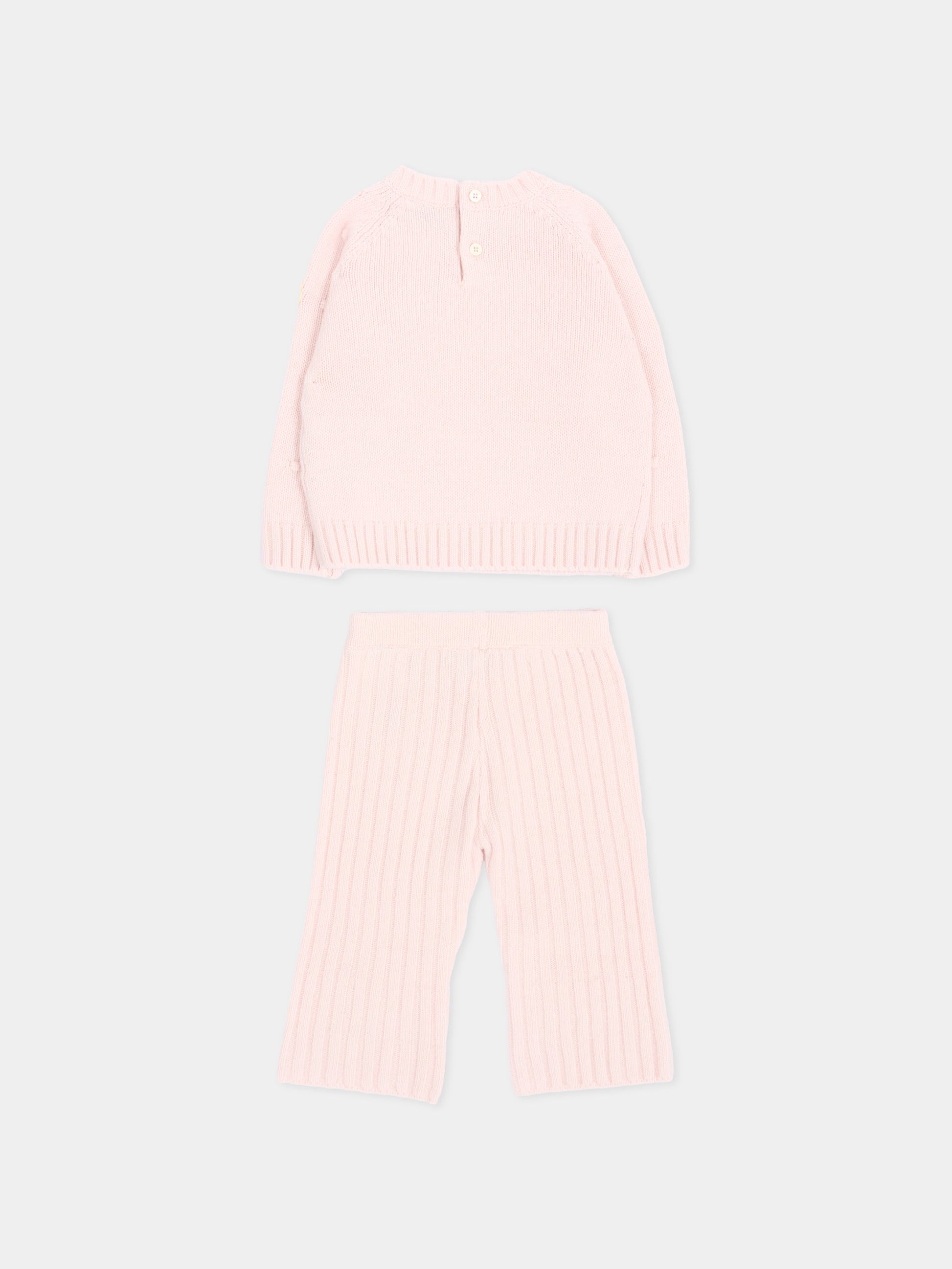 Completo sportivo rosa per neonata con logo,Moncler Kids,L2951 9E00003 M4281 529
