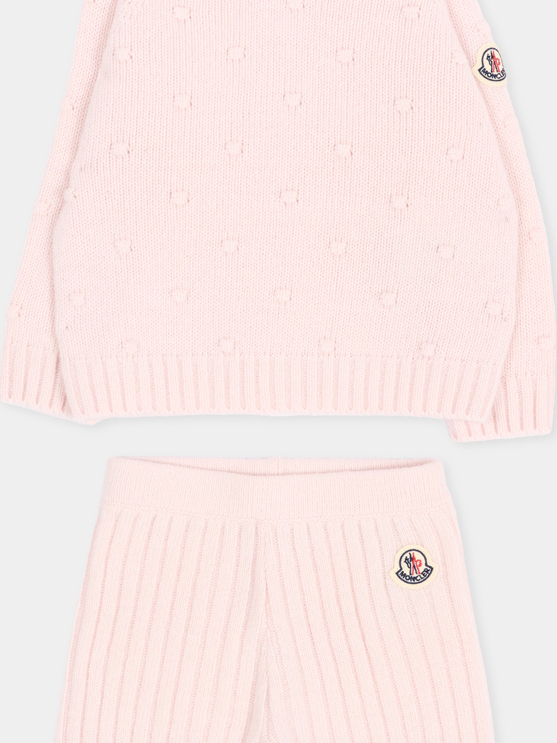 Completo sportivo rosa per neonata con logo,Moncler Kids,L2951 9E00003 M4281 529