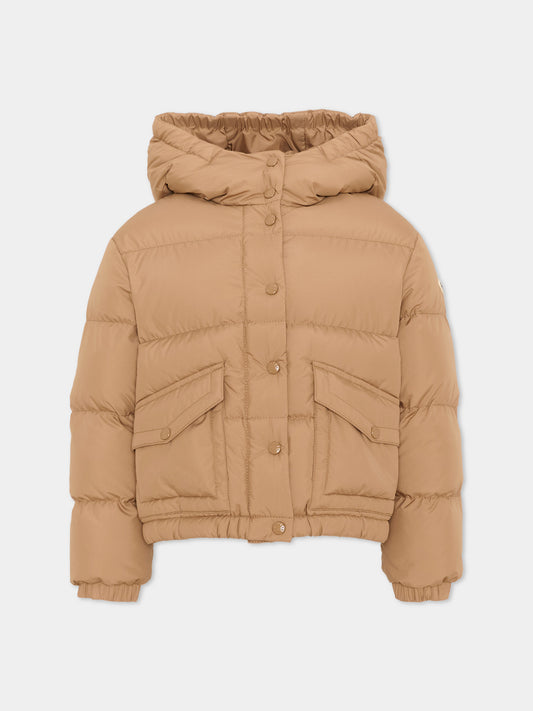 Piumino Phelanta beige per bambina con cappuccio,Moncler Kids,L2954 1A00087 597YW 248