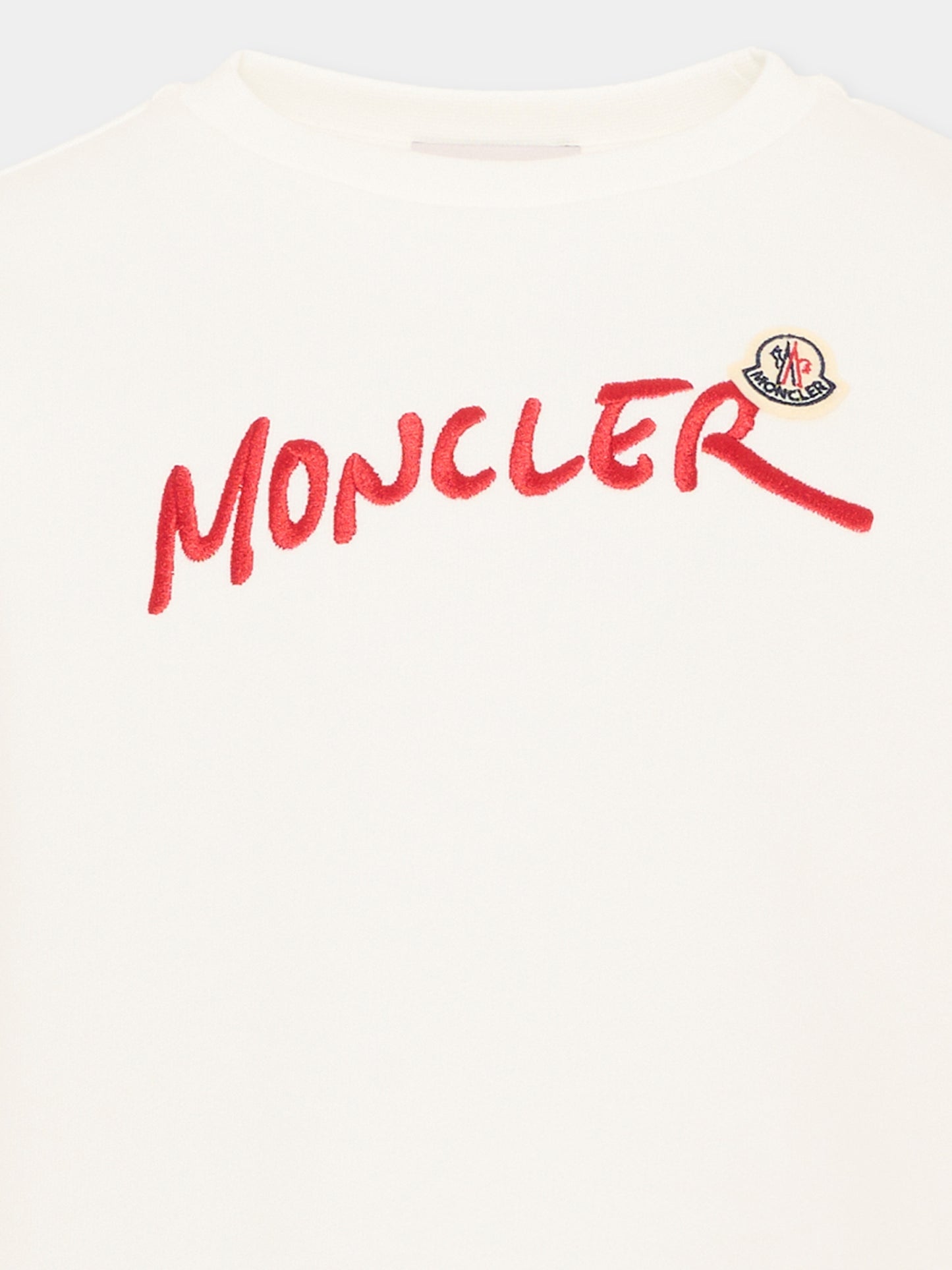 Felpa avorio per bambino con logo,Moncler Kids,L2954 8G00022 899PS 034