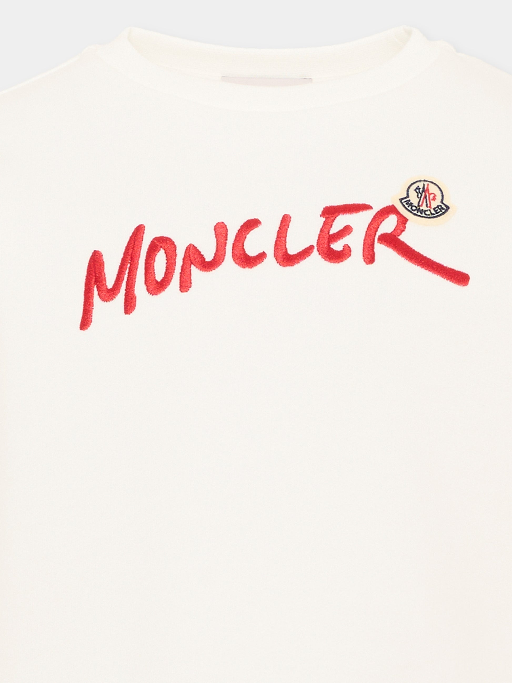 Felpa avorio per bambino con logo,Moncler Kids,L2954 8G00022 899PS 034
