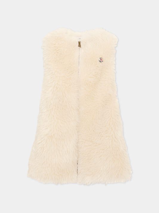 Ecopelliccia avorio per bambina,Moncler Kids,L2954 8I00010 89B8L 050