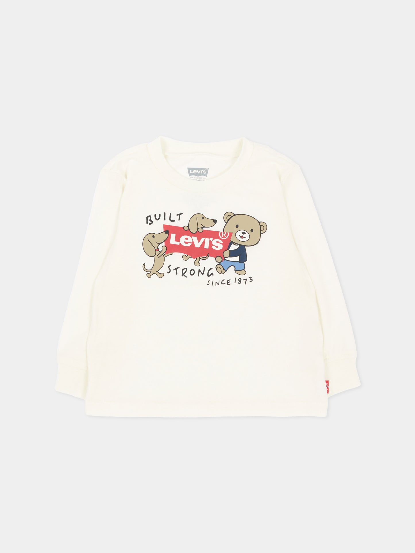 T-shirt a manica lunga avorio logo per neonati,Levi's Kids,6ER765 W0E