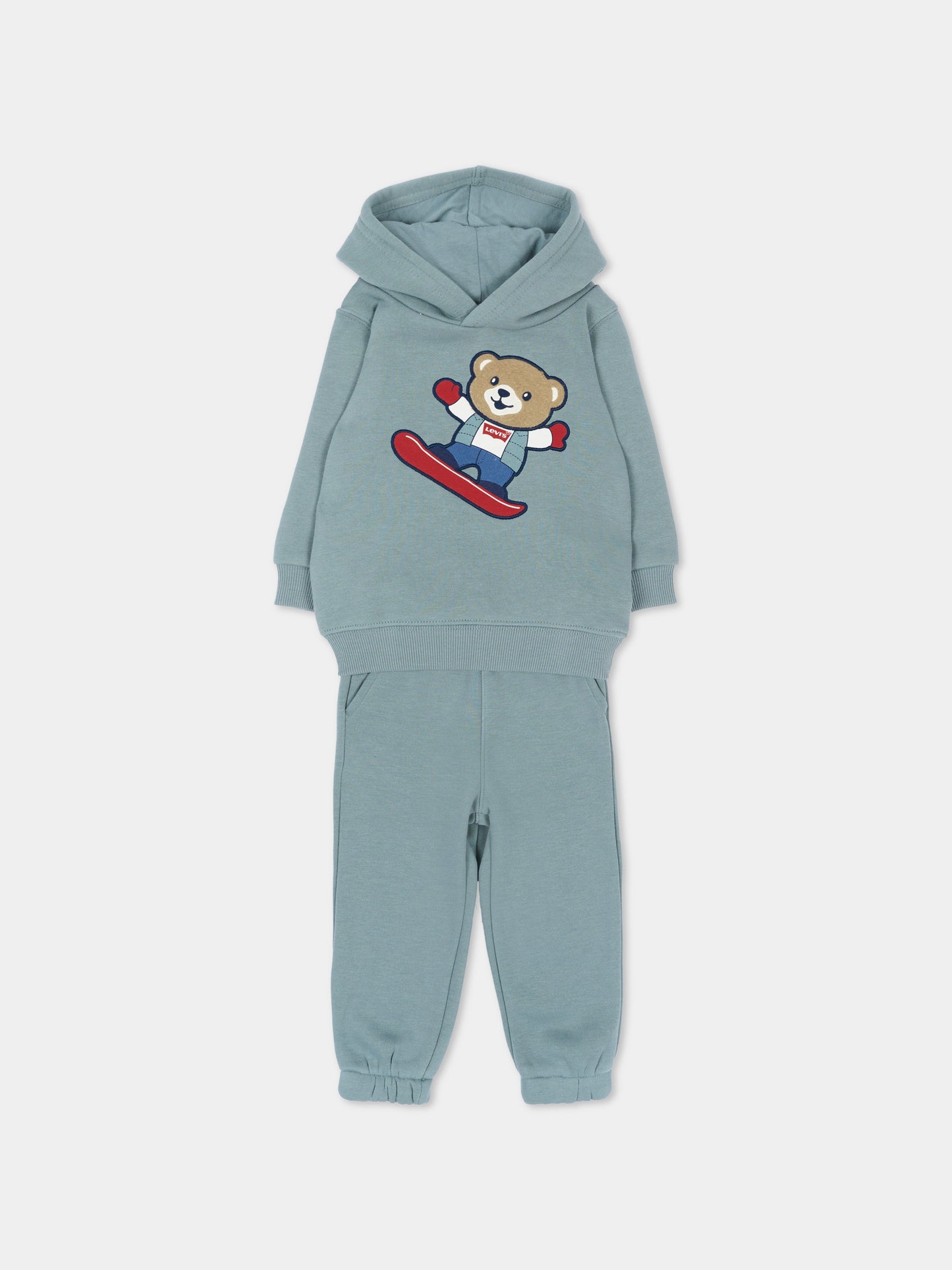 Completo sportivo lungo verde con orsetto per neonato,Levi's Kids,6ER486 FDT