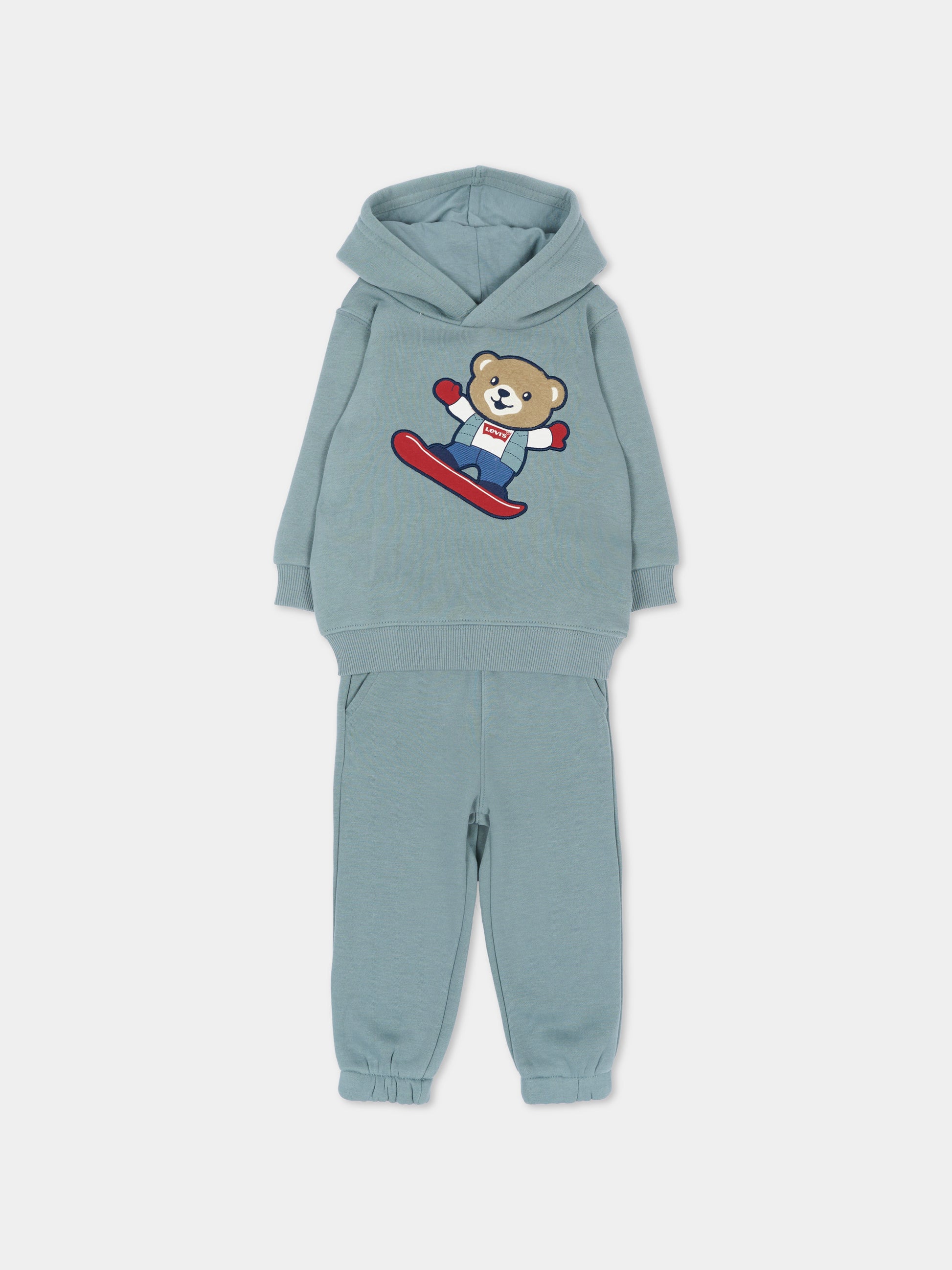 Completo sportivo lungo verde con orsetto per neonato,Levi's Kids,6ER486 FDT