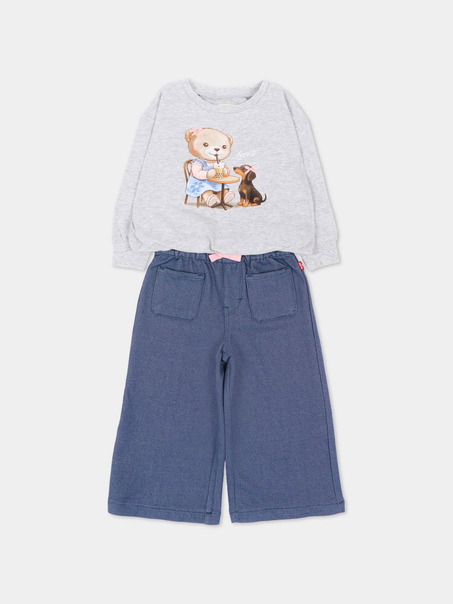 Completo sportivo lungo grigio con stampa per neonata,Levi's Kids,1ER732 G2H