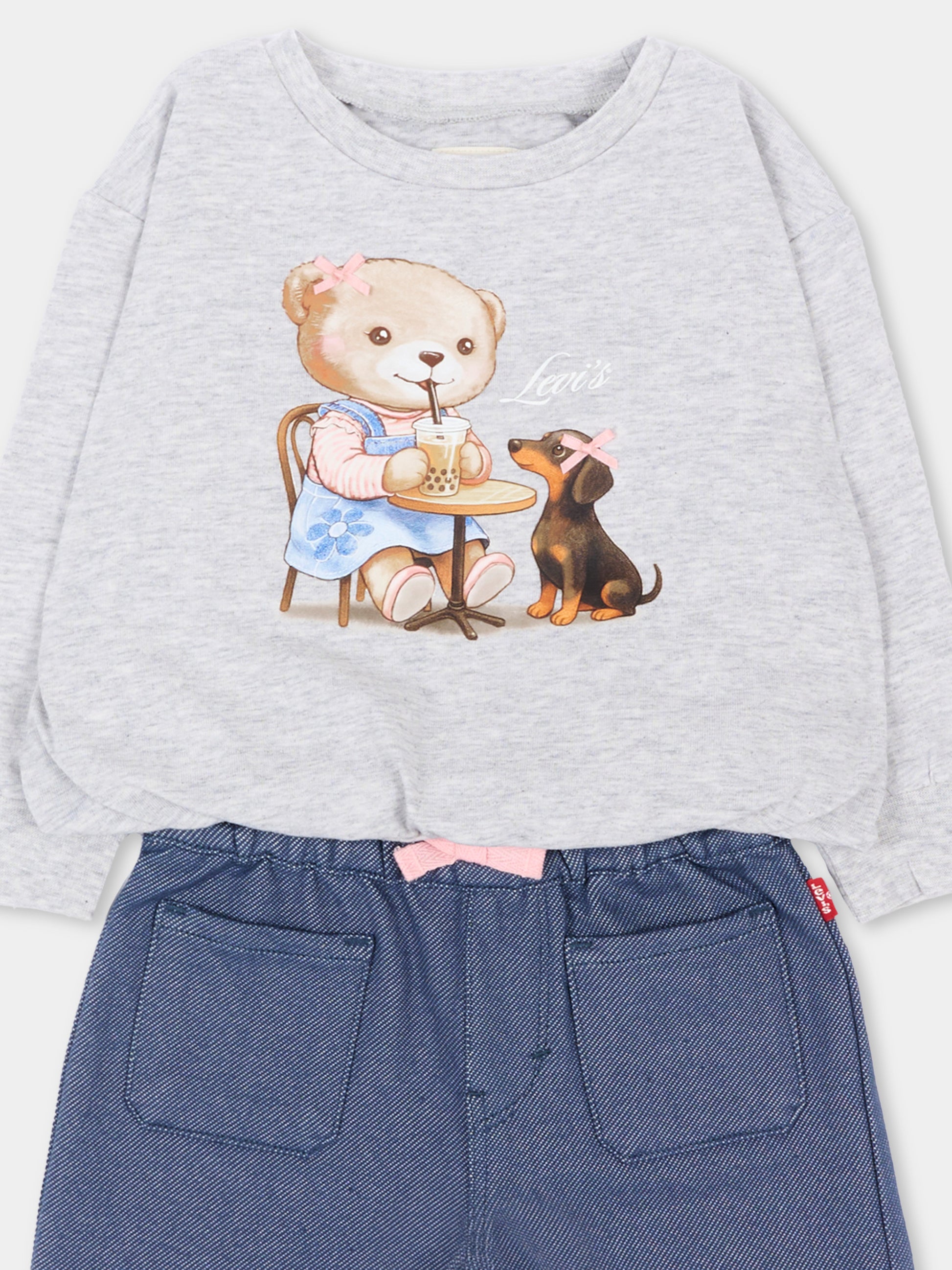 Completo sportivo lungo grigio con stampa per neonata,Levi's Kids,1ER732 G2H