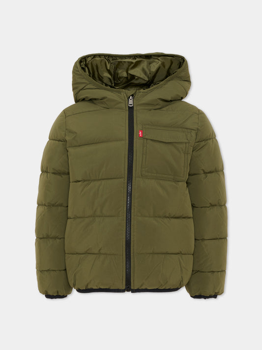 Piumino verde per bambini con cappuccio,Levi's Kids,9ER310 E3V