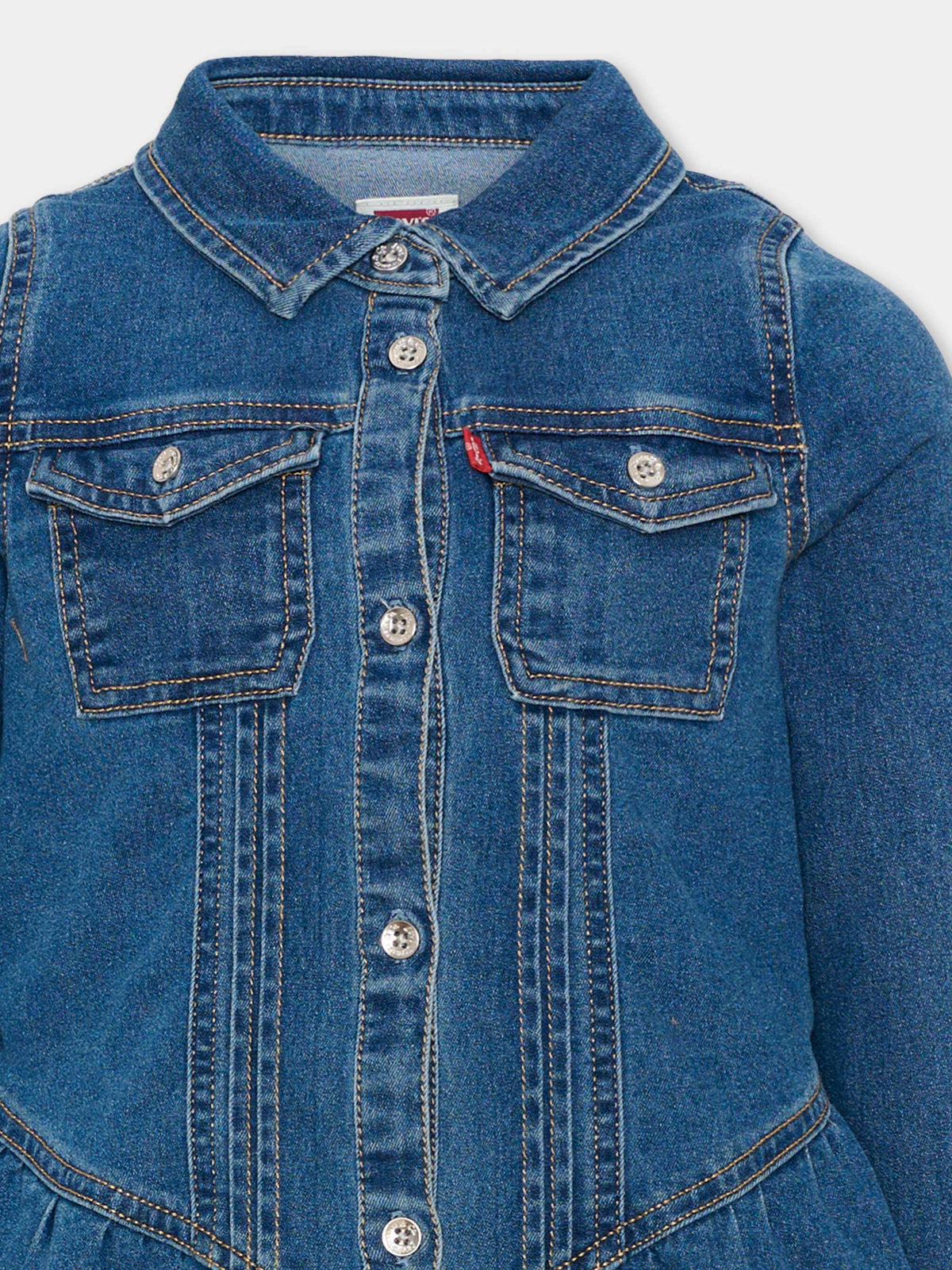Vestito a manica lunga denim per bambina,Levi's Kids,4ER790 MFM