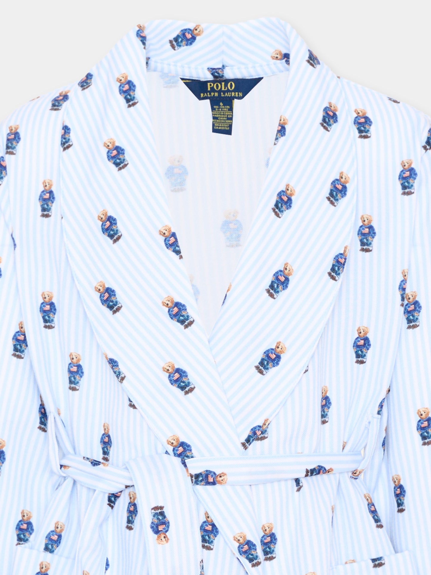 Vestaglie azzurra “Polo Bear” a righe,Ralph Lauren Kids,8P0033 BCR