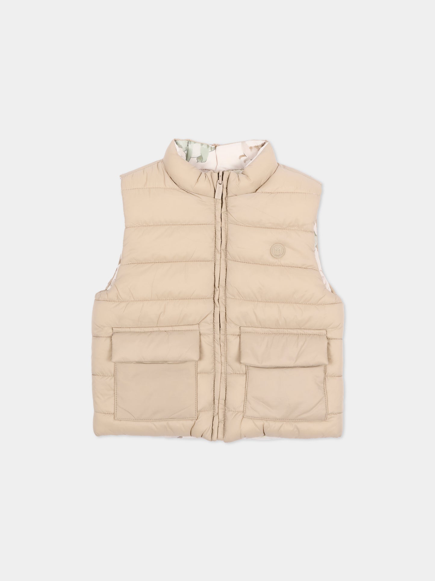 Gilet beige reversibile per neonato,Mayoral,2378 091