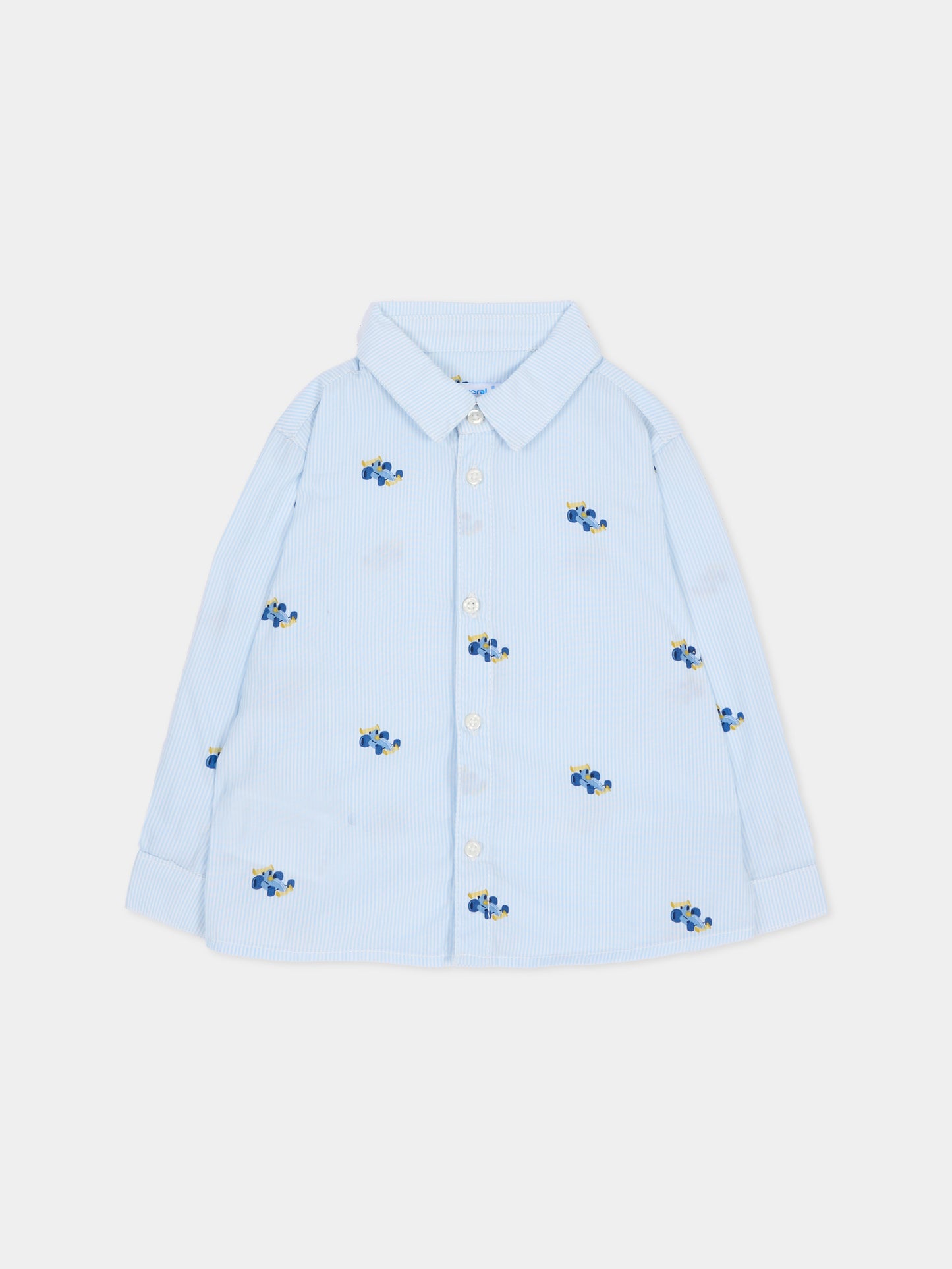 Camicia a manica lunga celeste per neonato rigata,Mayoral,2110 064