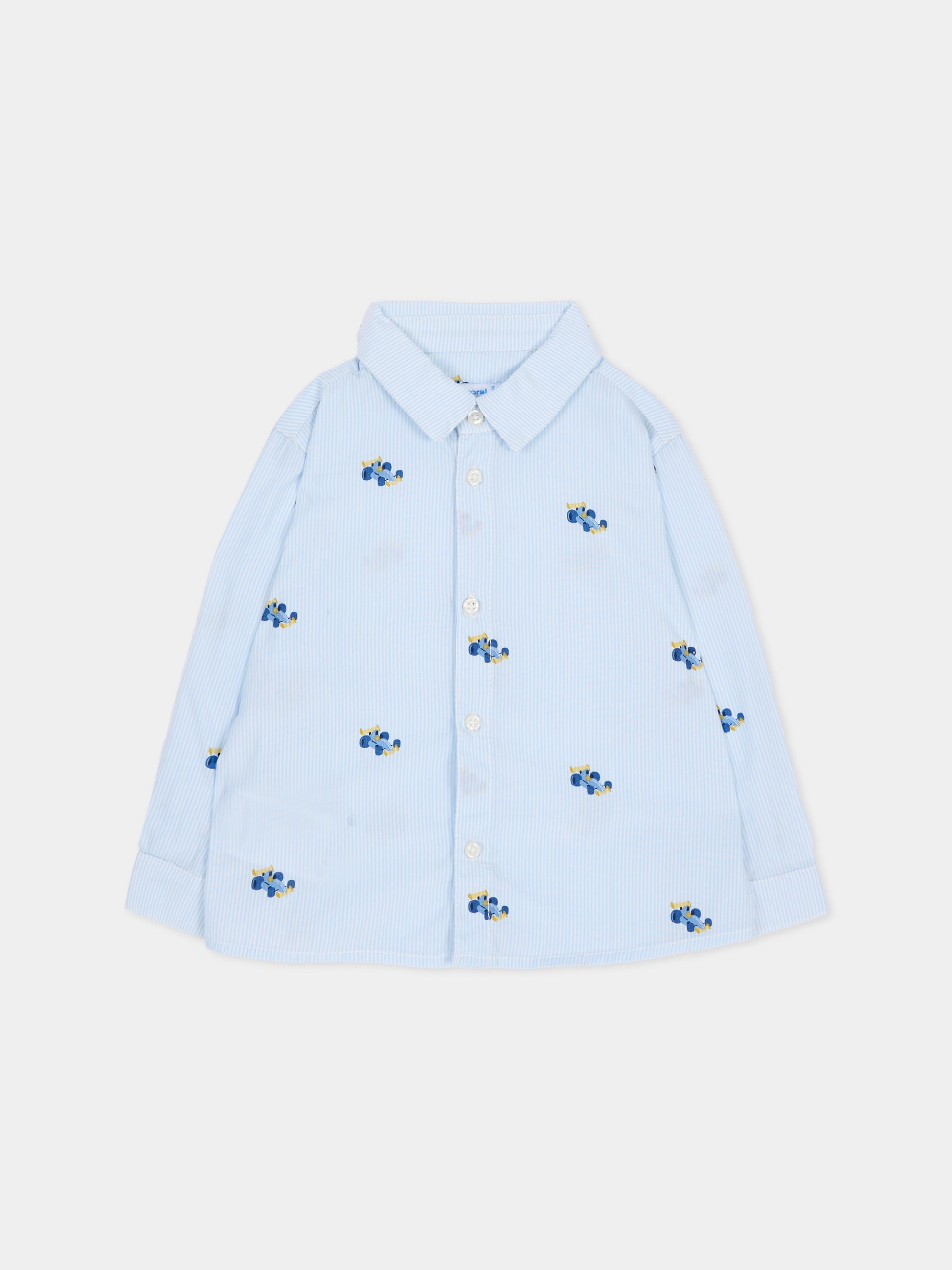 Camicia a manica lunga celeste per neonato rigata,Mayoral,2110 064