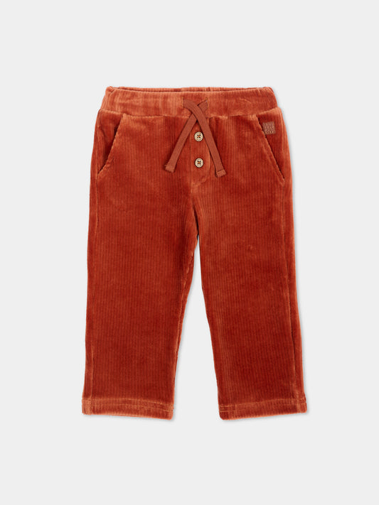 Pantaloni casual arancioni per neonato in velluto,Mayoral,2542 061