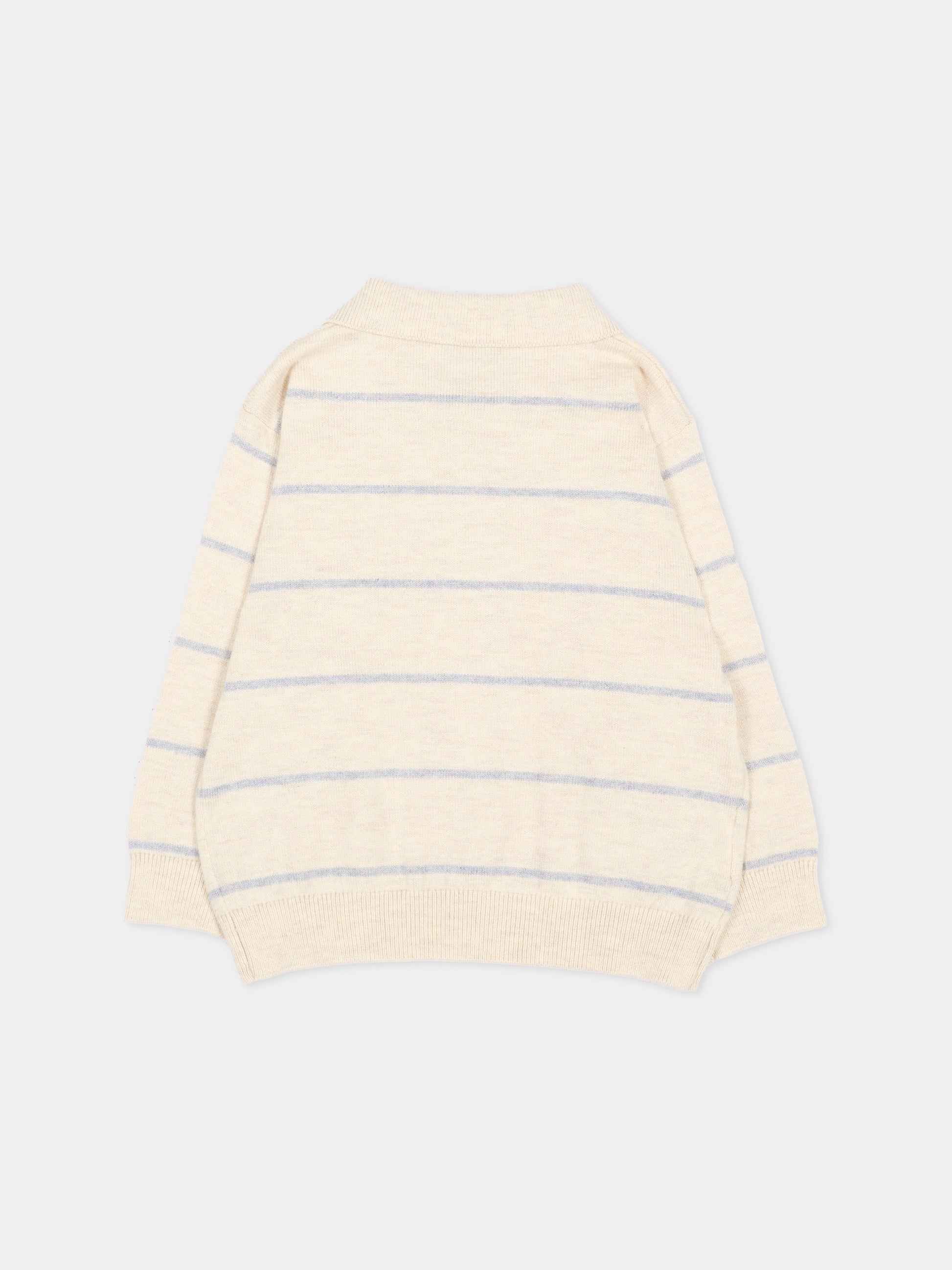 Polo beige a righe per neonato,Mayoral,2104 034
