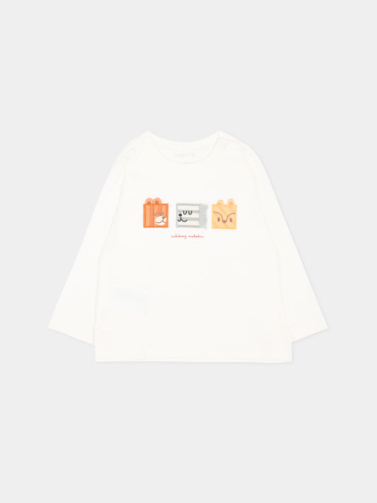 T-Shirt avorio per neonato con stampa,Mayoral,2009 086