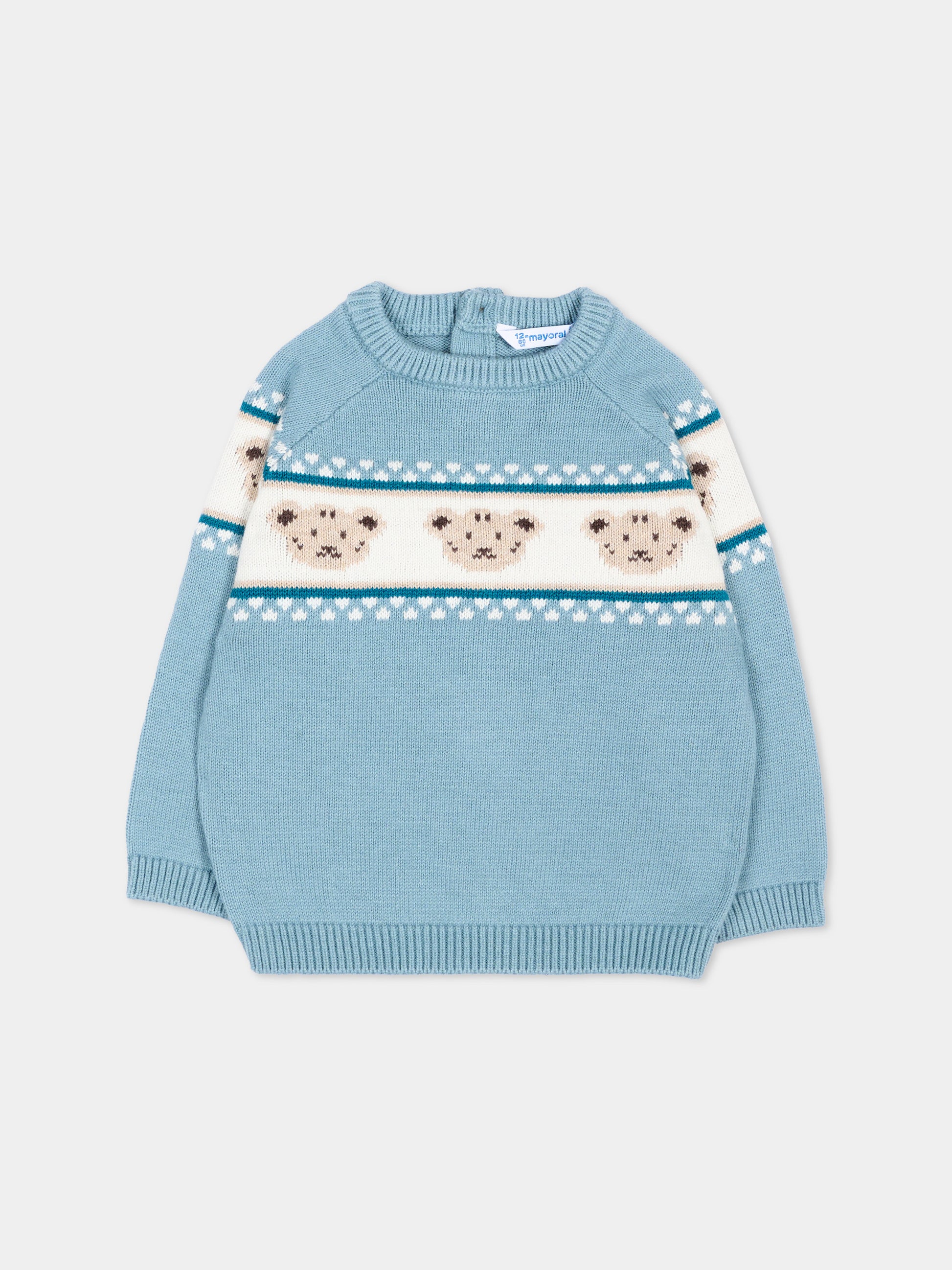 Maglione azzurro per neonato con orsetti,Mayoral,2375 059
