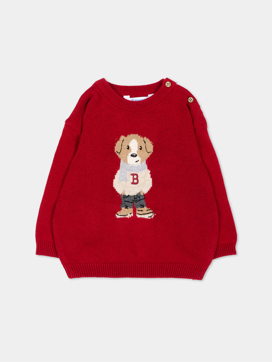 Maglione rosso per neonato con cane,Mayoral,2377 085