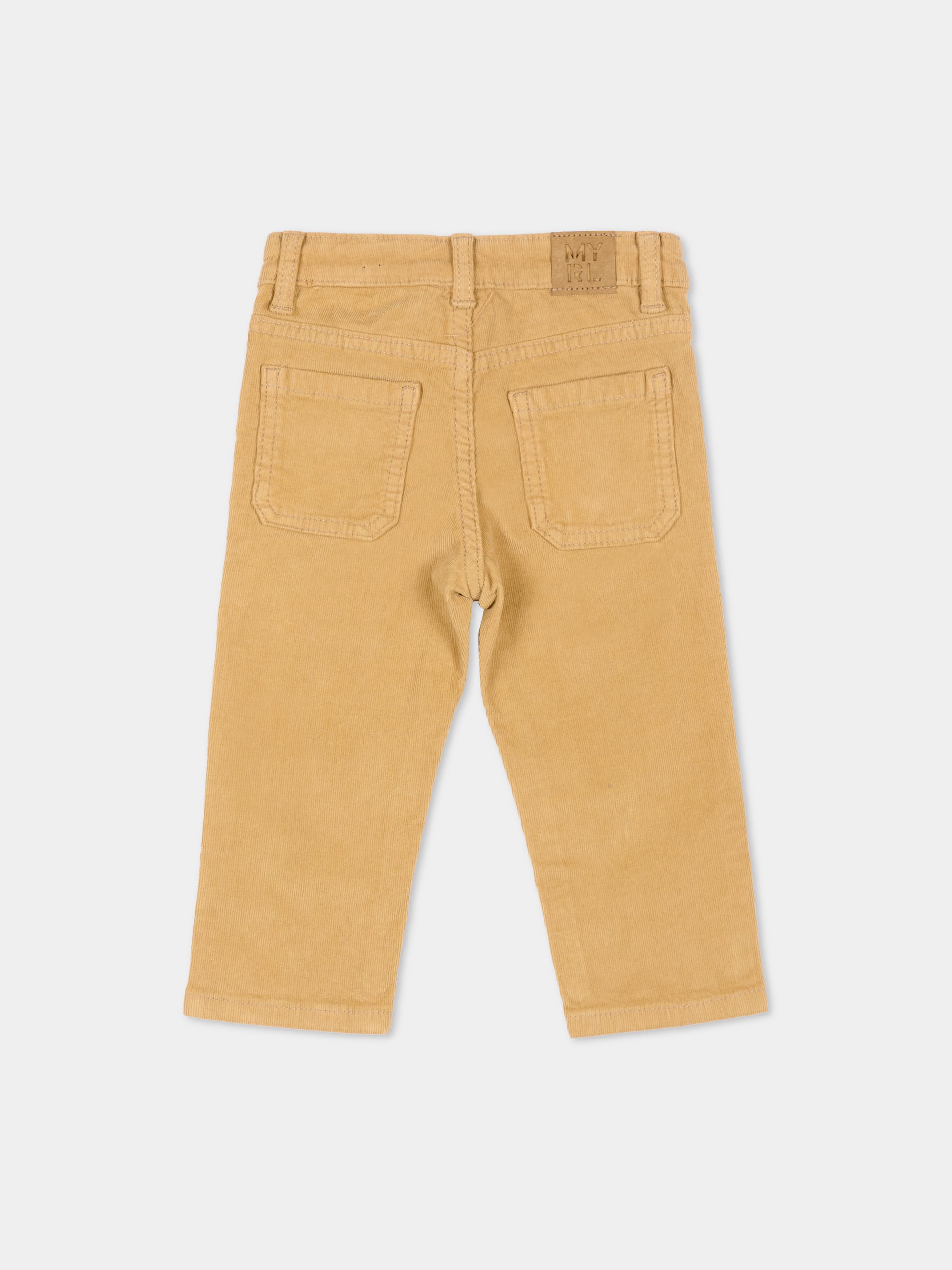 Pantalone beige per neonato con patch logo,Mayoral,542 040
