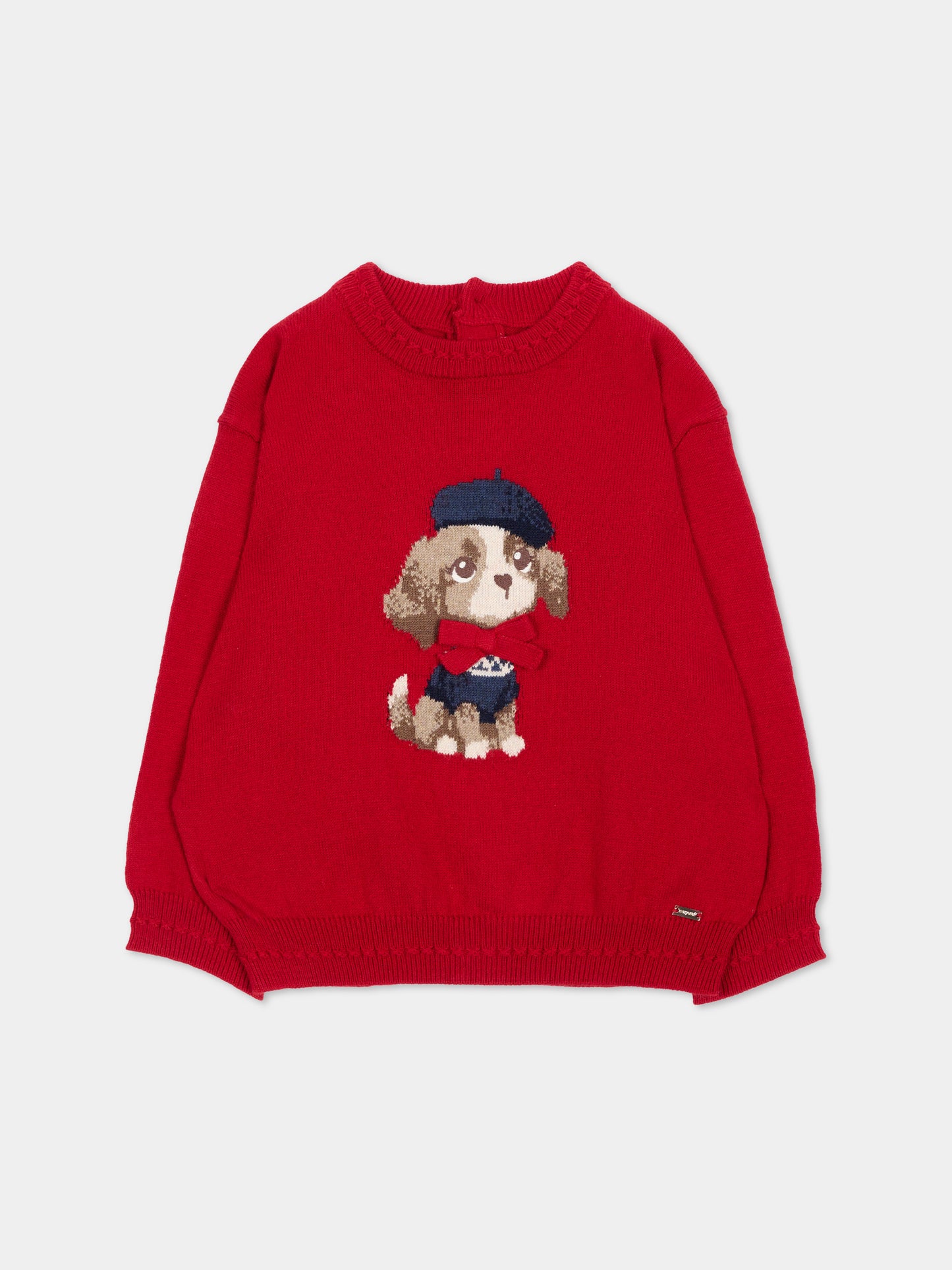 Maglione rosso per neonata con cane,Mayoral,2385 056
